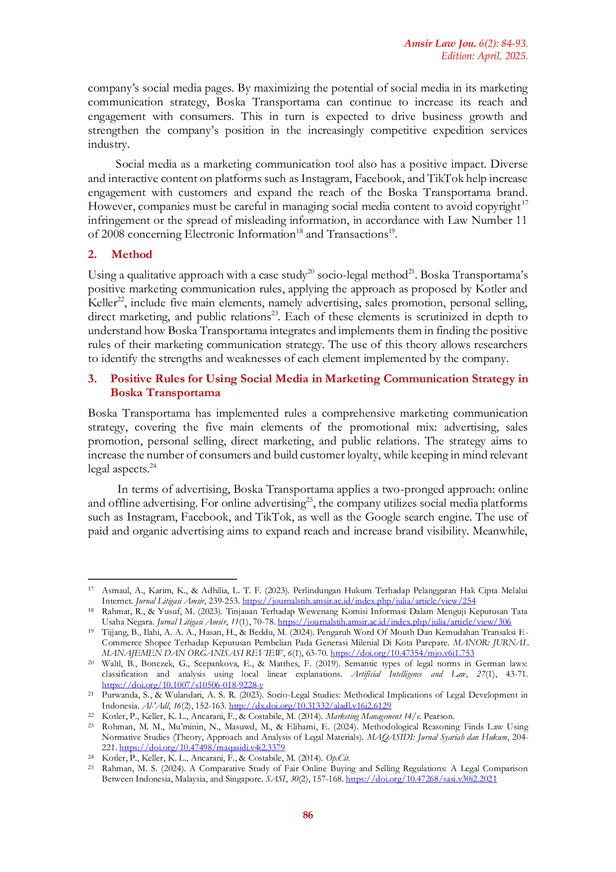 JURIS The Positive Rules for Using Social Media in Marketing Communication Strategy