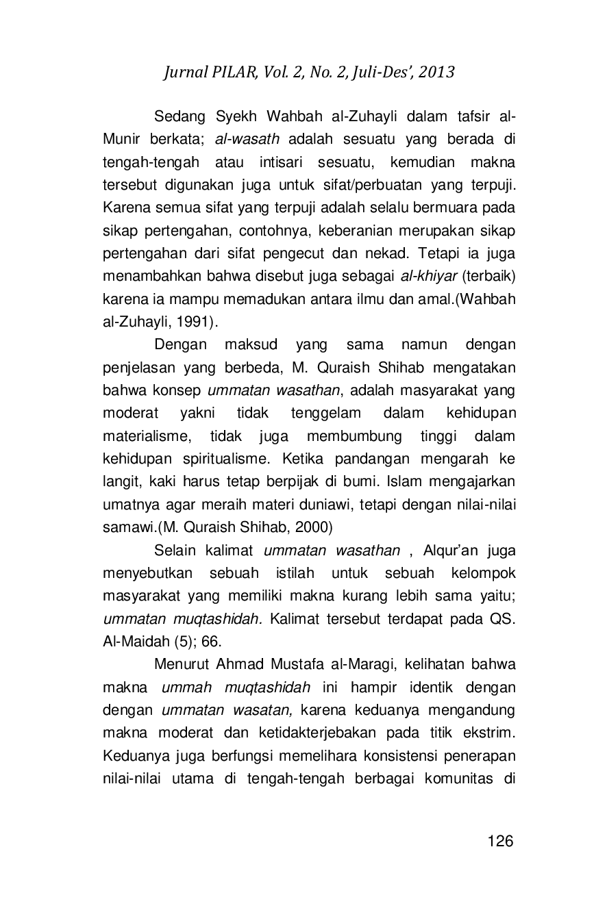 JURIS Ummatan Wasathan Dalam Perspektif Tafsir Al Tabari