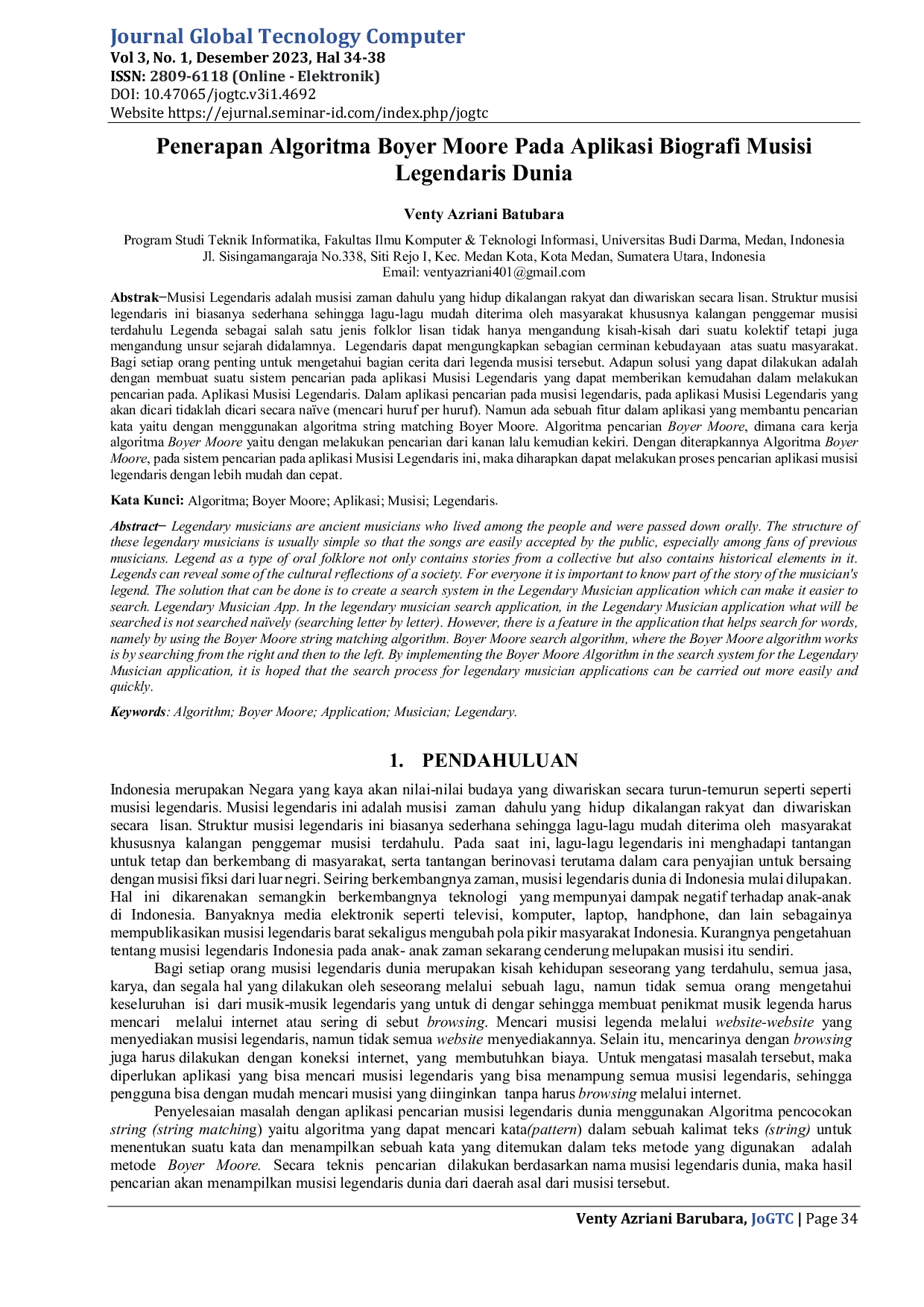 JURIS Penerapan Algoritma Boyer Moore Pada Aplikasi Biografi Musisi Legendaris Dunia