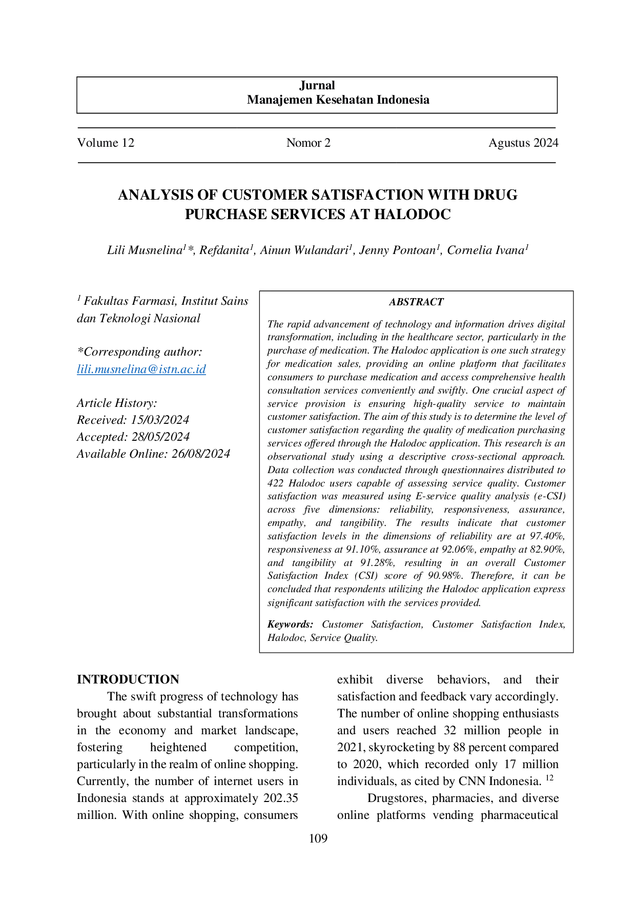 JURIS Analysis Of Customer Satisfaction With Drug Purchase Services At Halodoc