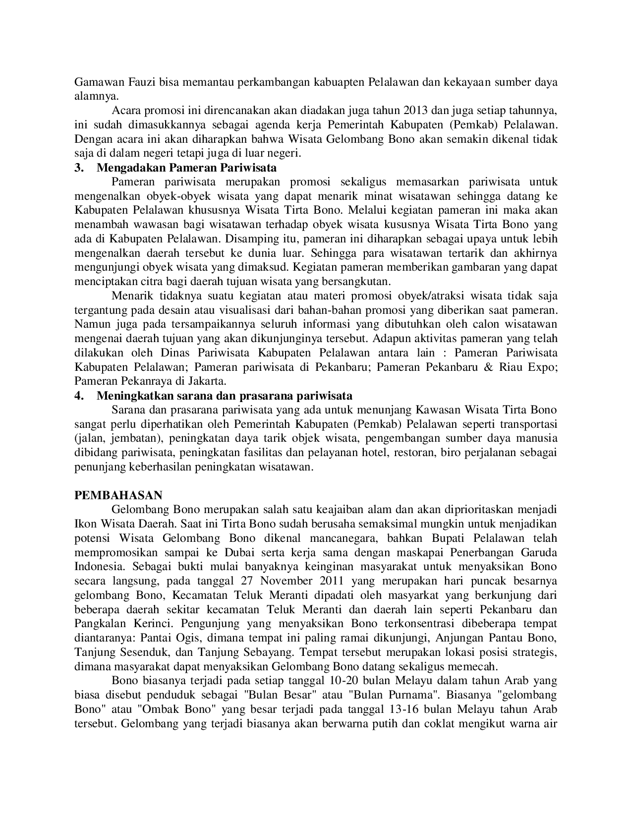 juris Daya Tarik Gelombang Bono Sebagai Objek Wisata Unggulan di Kabupaten Pelalawan