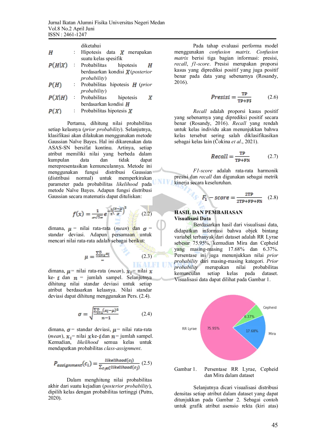 JURIS Klasifikasi Bintang RR Lyrae Cepheid Mira dari The All Sky Automated Survey for Supernovae Menggunakan Algoritma Na ve Bayes