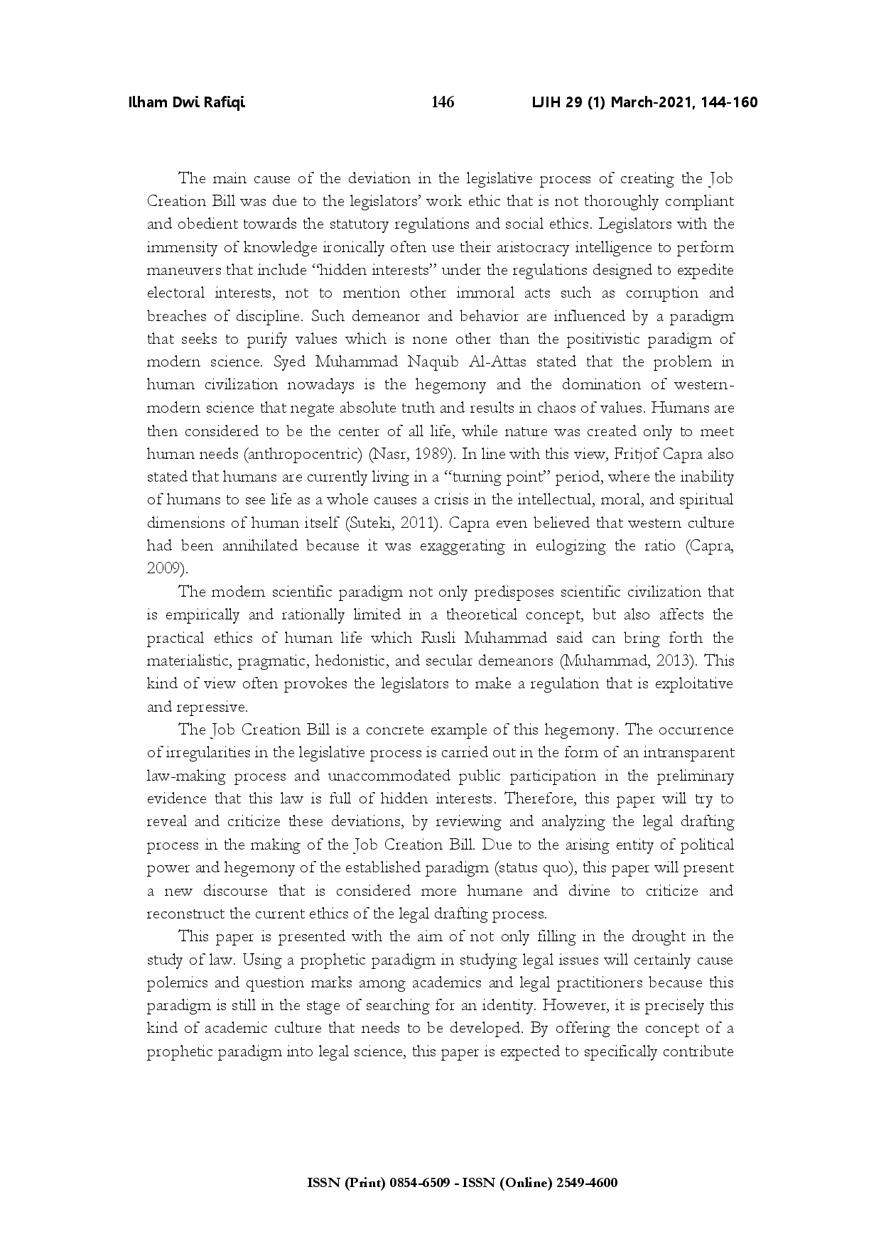 juris Criticisms toward the job creation bill and ethical reconstruction of legislators based on prophetic values