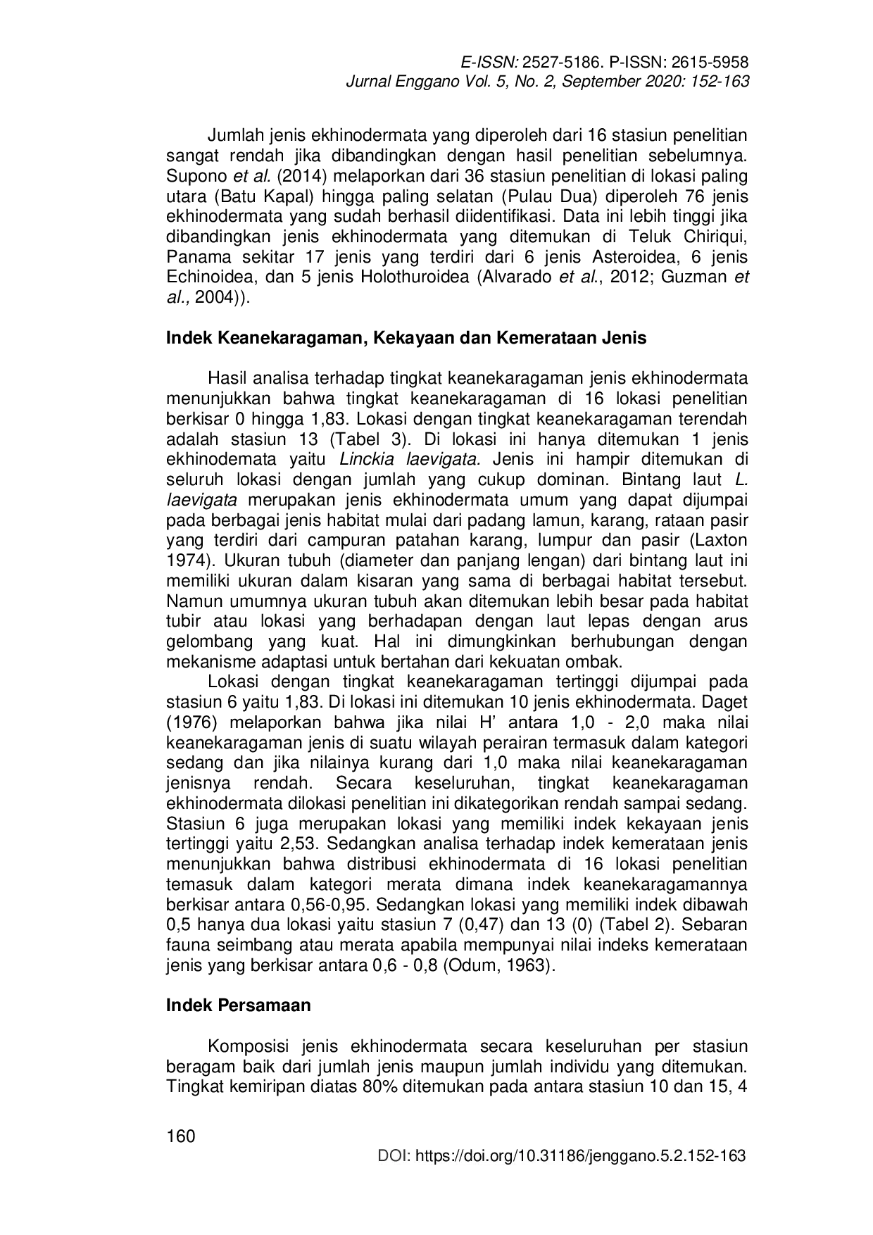 JURIS Inventarisasi Ekhinodermata di Ekosistem Terumbu Karang Perairan Selat Lembeh