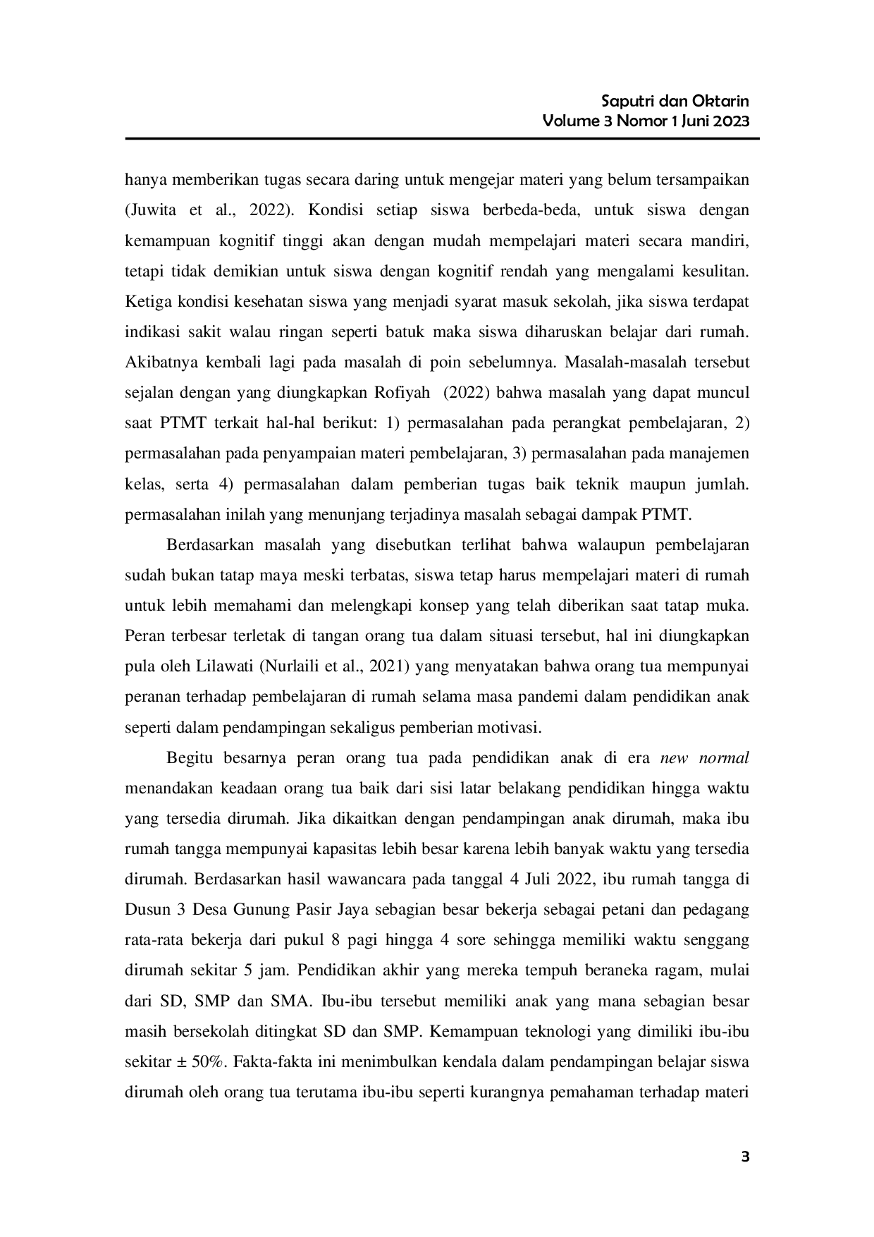 JURIS Penguatan Peran Ibu Rumah Tangga dalam Pendidikan Anak di Masa New Normal