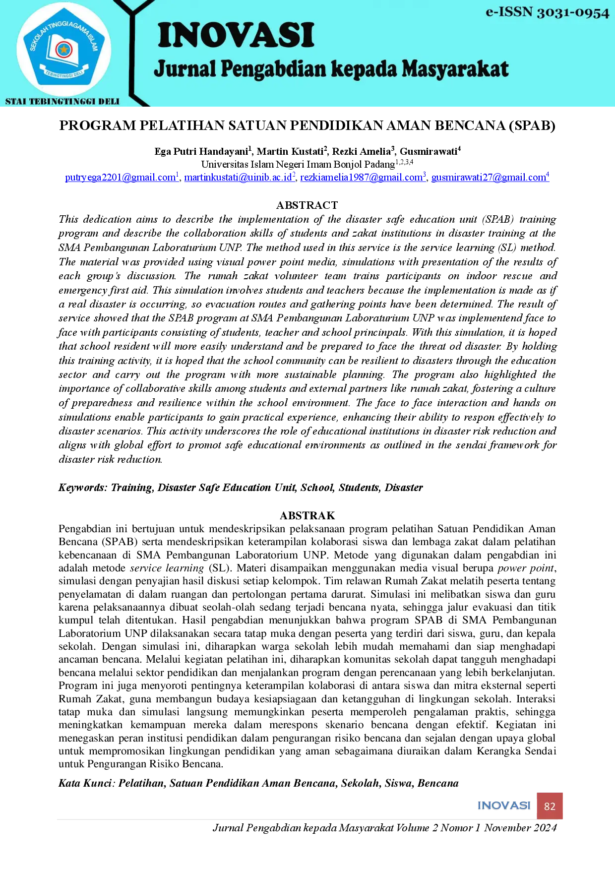 juris Disaster Safe Education Unit SPAB Training Program