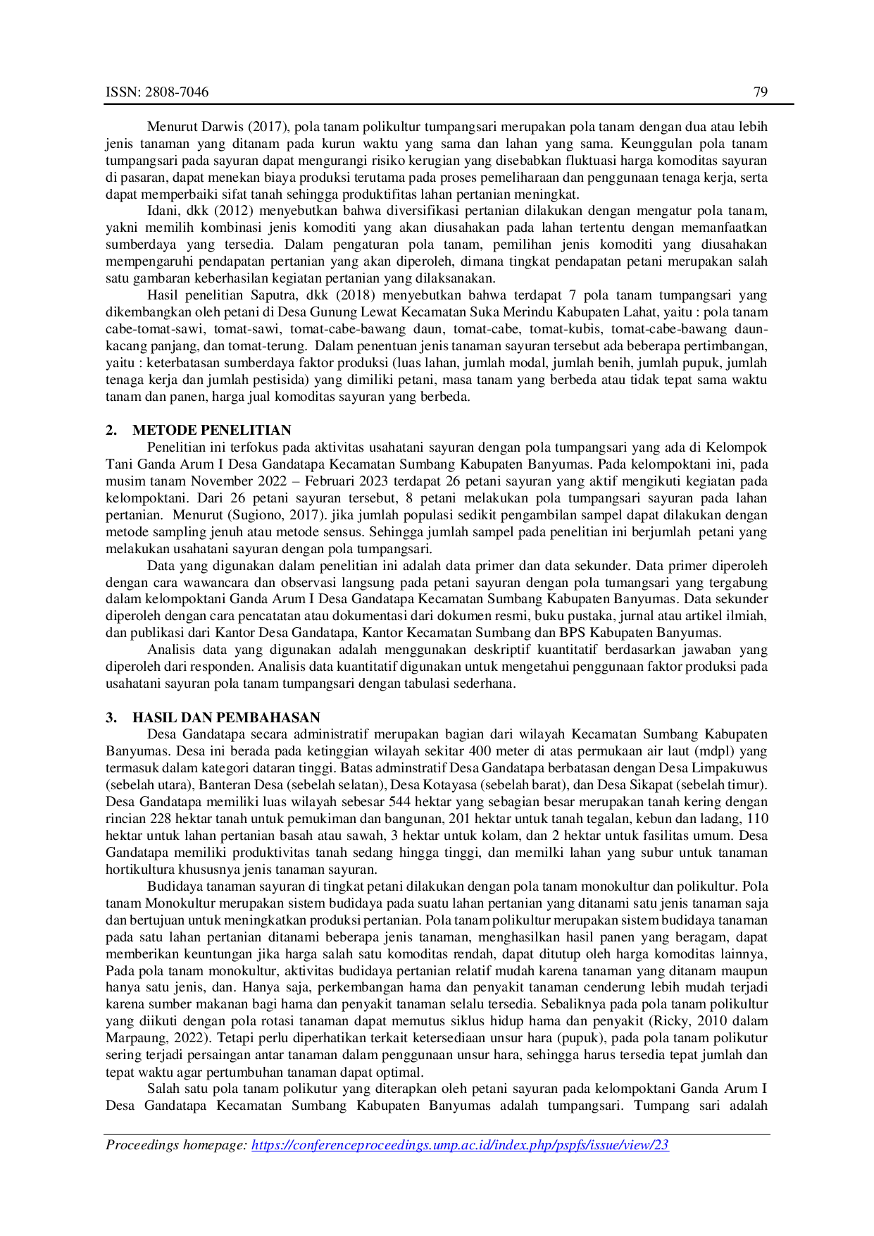 JURIS Identifikasi Penggunaan Faktor Produksi pada Usahatani Sayuran Pola Tumpangsari di Kelompoktani Ganda Arum I Desa Gandatapa Kecamatan Sumbang Kabupaten Banyumas