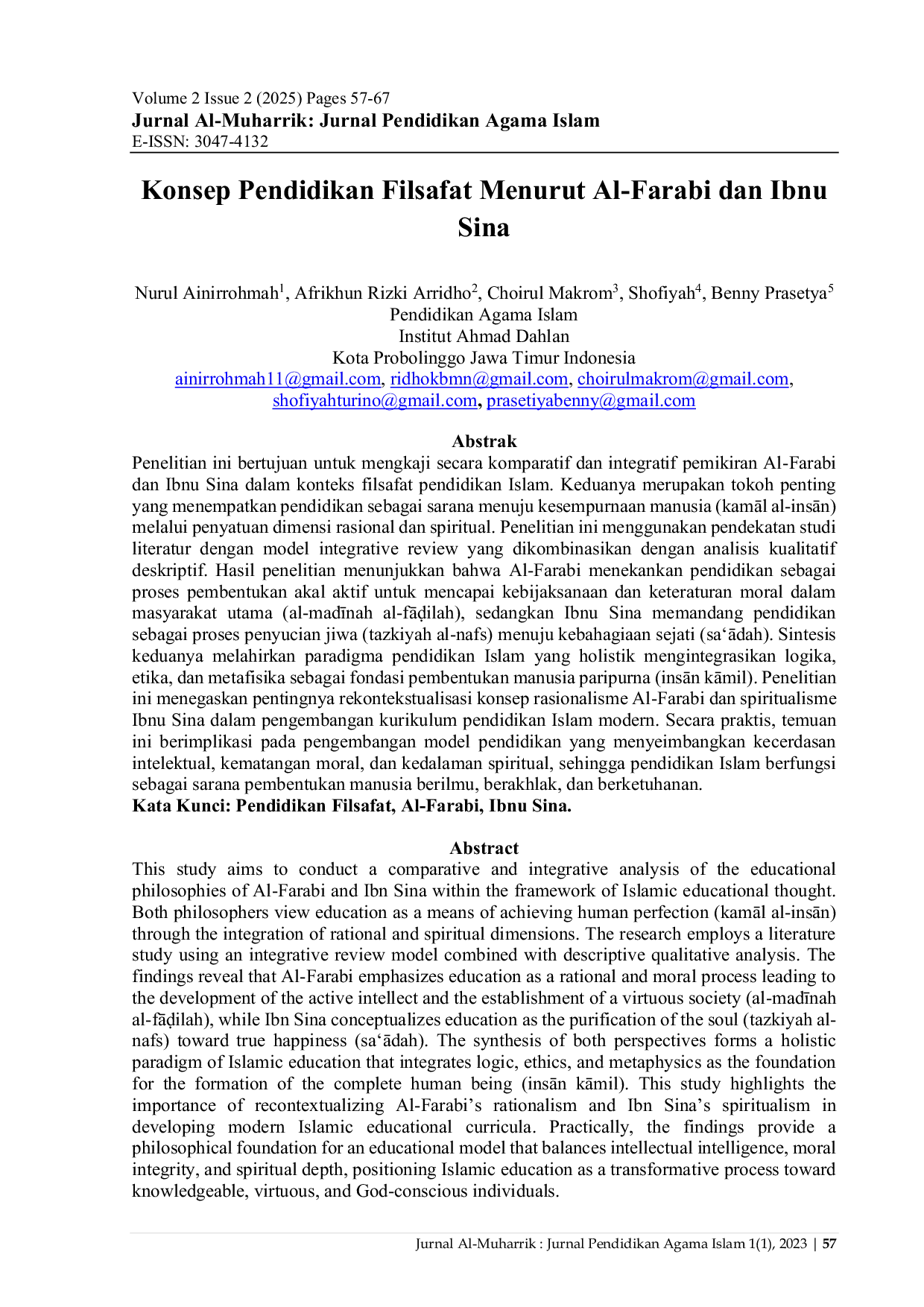 JURIS Konsep Pendidikan Filsafat Menurut Al Farabi dan Ibnu Sina