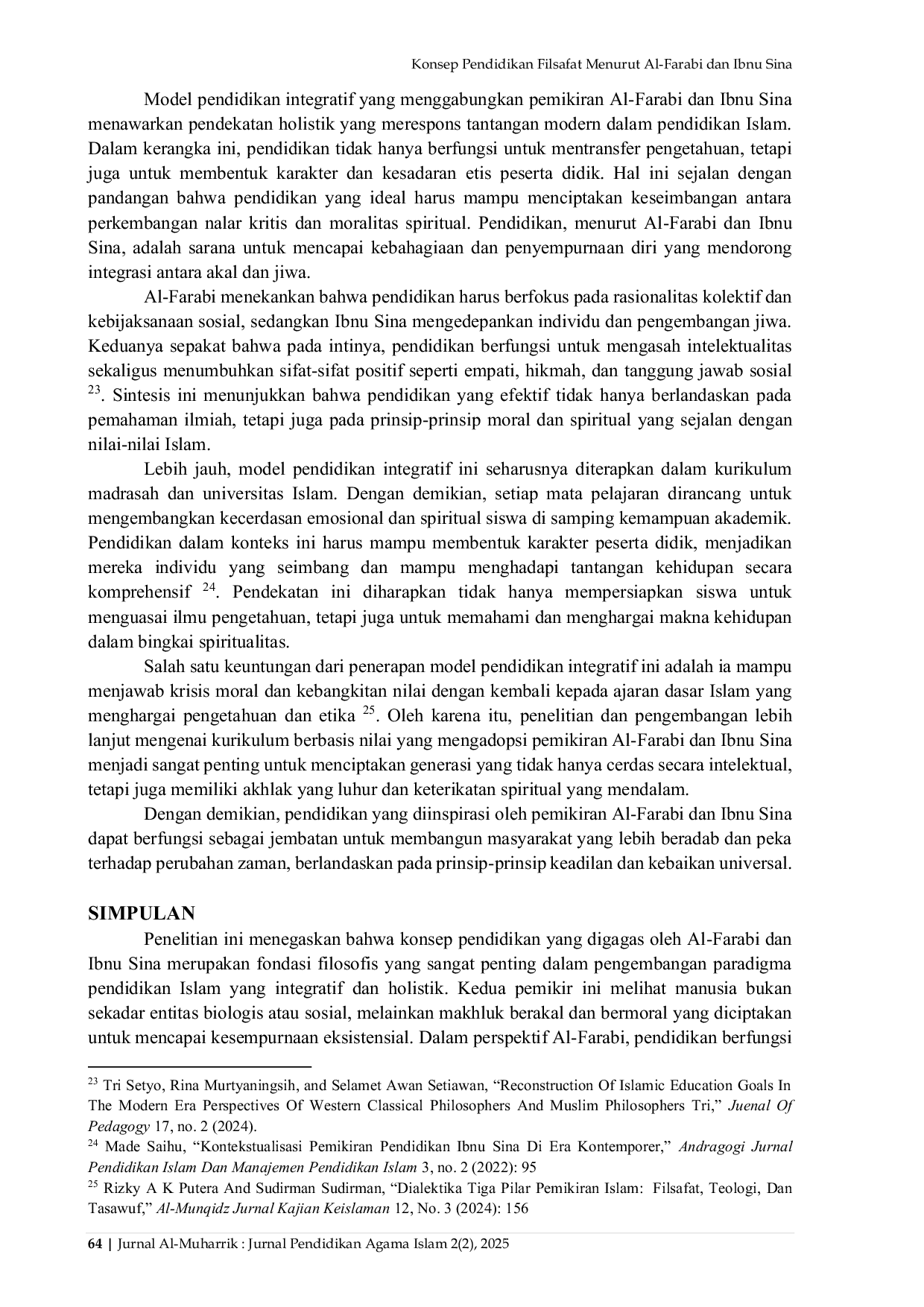 JURIS Konsep Pendidikan Filsafat Menurut Al Farabi dan Ibnu Sina