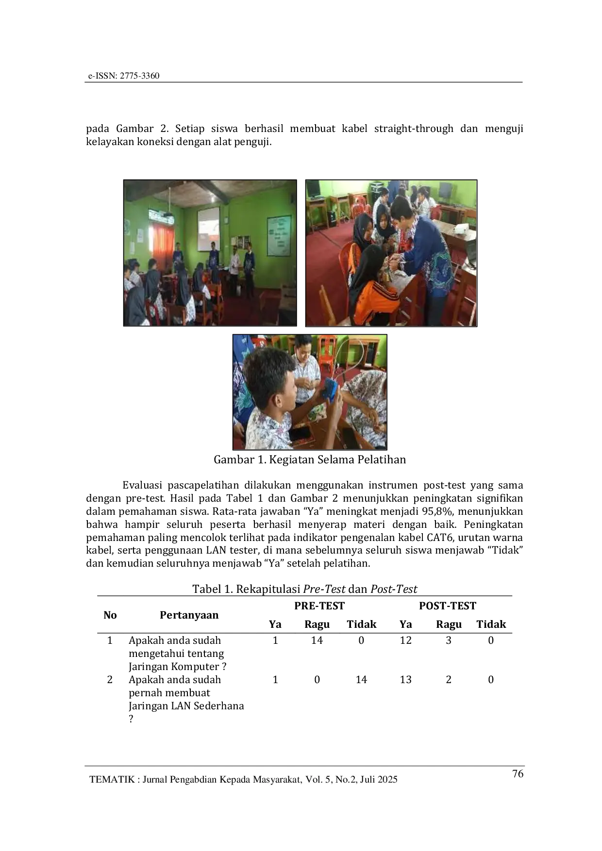 JURIS Peningkatan Pengetahuan Dasar Kabel Jaringan Komputer untuk Siswa Kelas X Jurusan TKJ SMK Pembangunan Mranggen