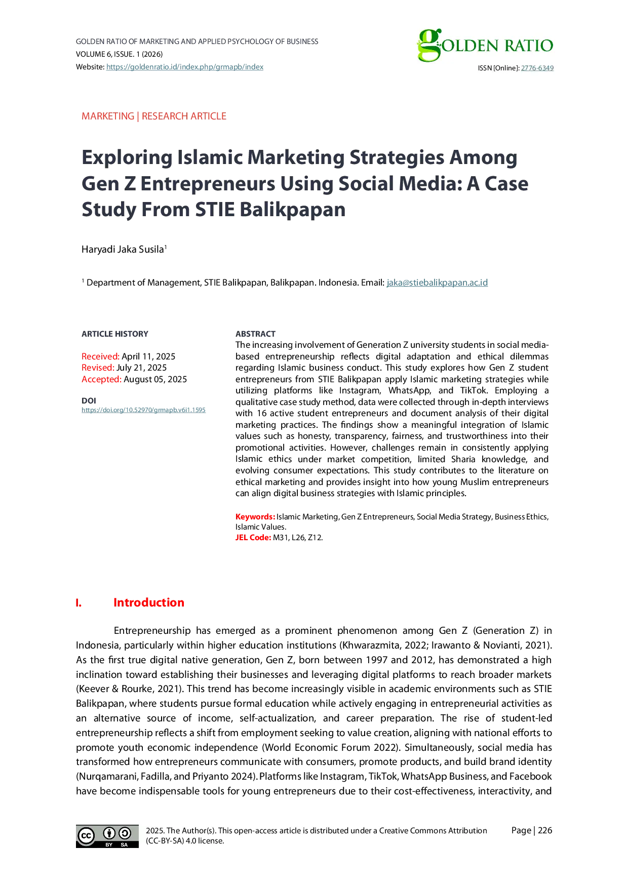 JURIS Exploring Islamic Marketing Strategies Among Gen Z Entrepreneurs Using Social Media A Case Study From STIE Balikpapan