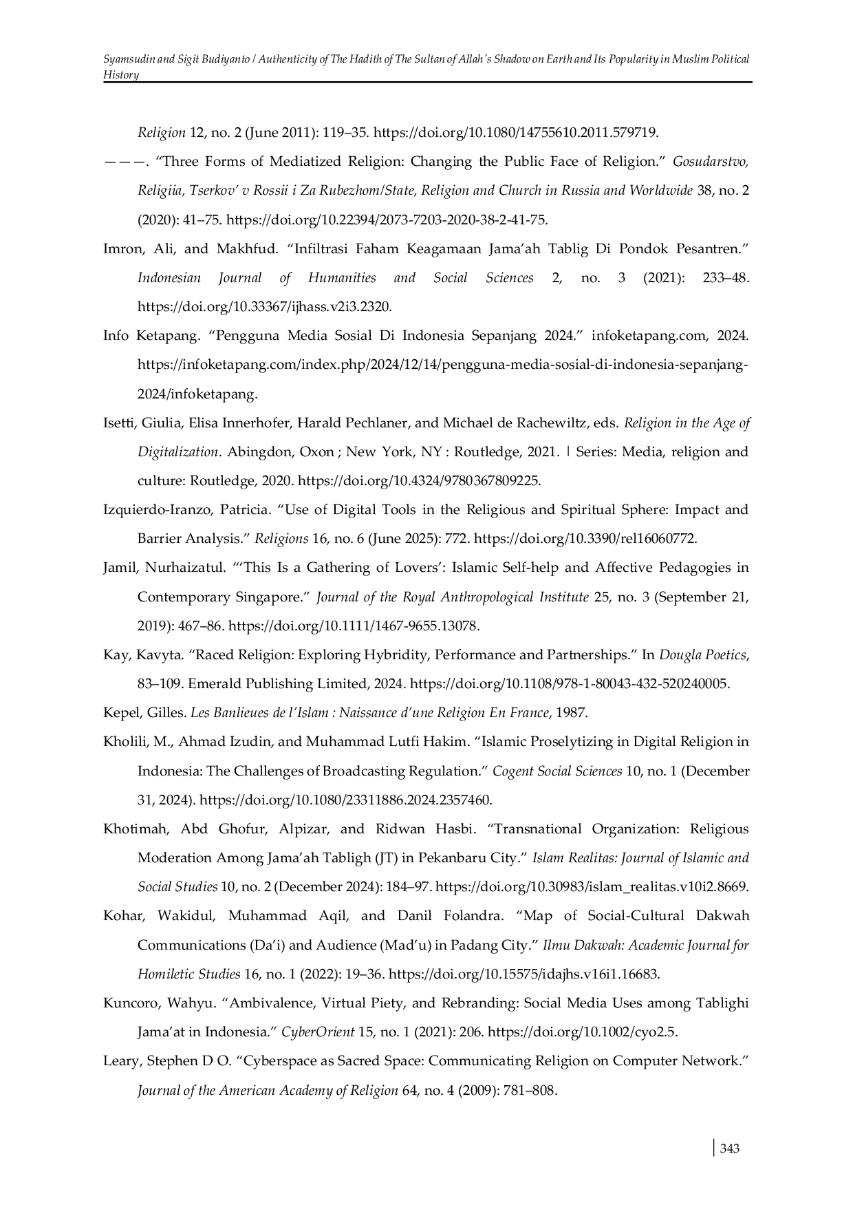 JURIS Digital Religion and Hybrid Practices Negotiating Ritual and Authority Within Jama ah Tabligh in Indonesia