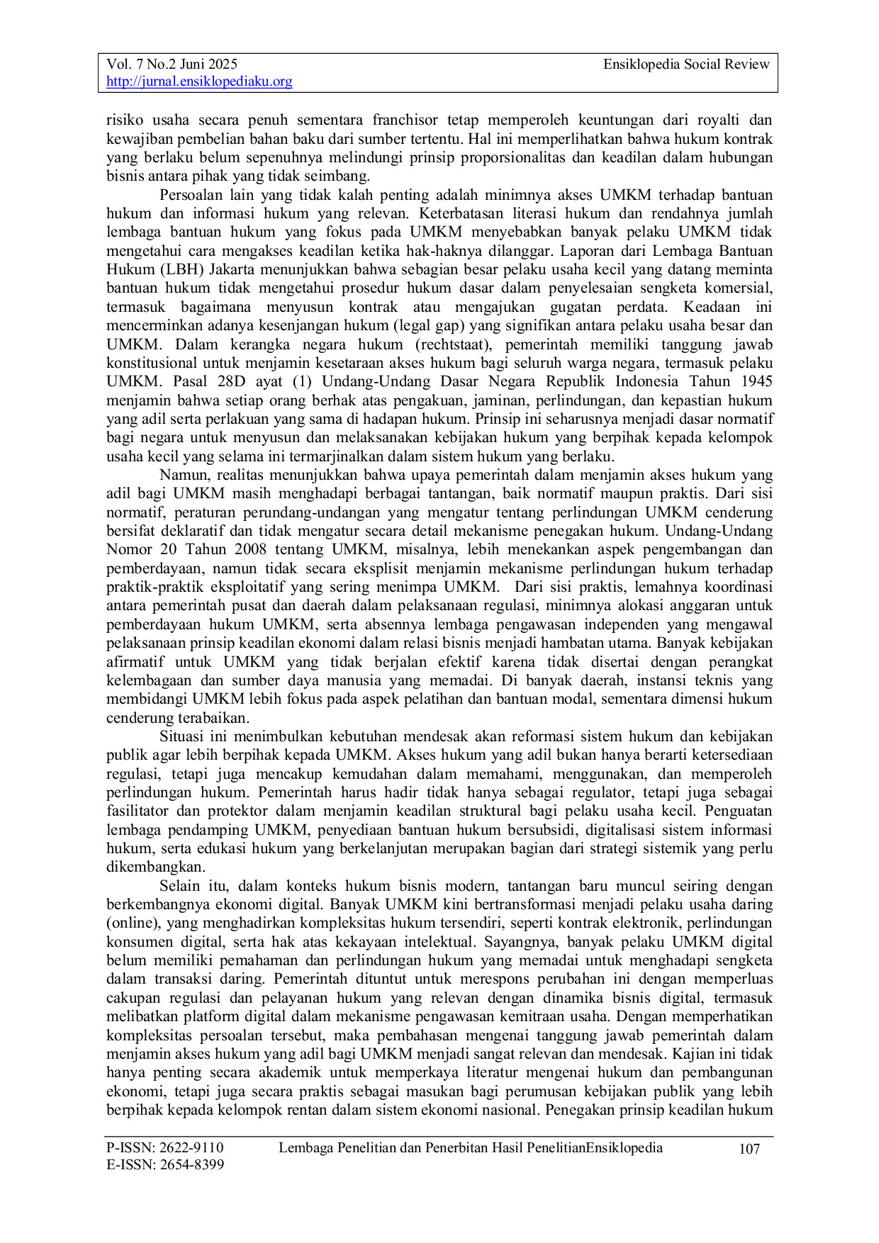JURIS Tanggung Jawab Pemerintah Dalam Menjamin Akses Hukum Yang Adil Bagi Umkm