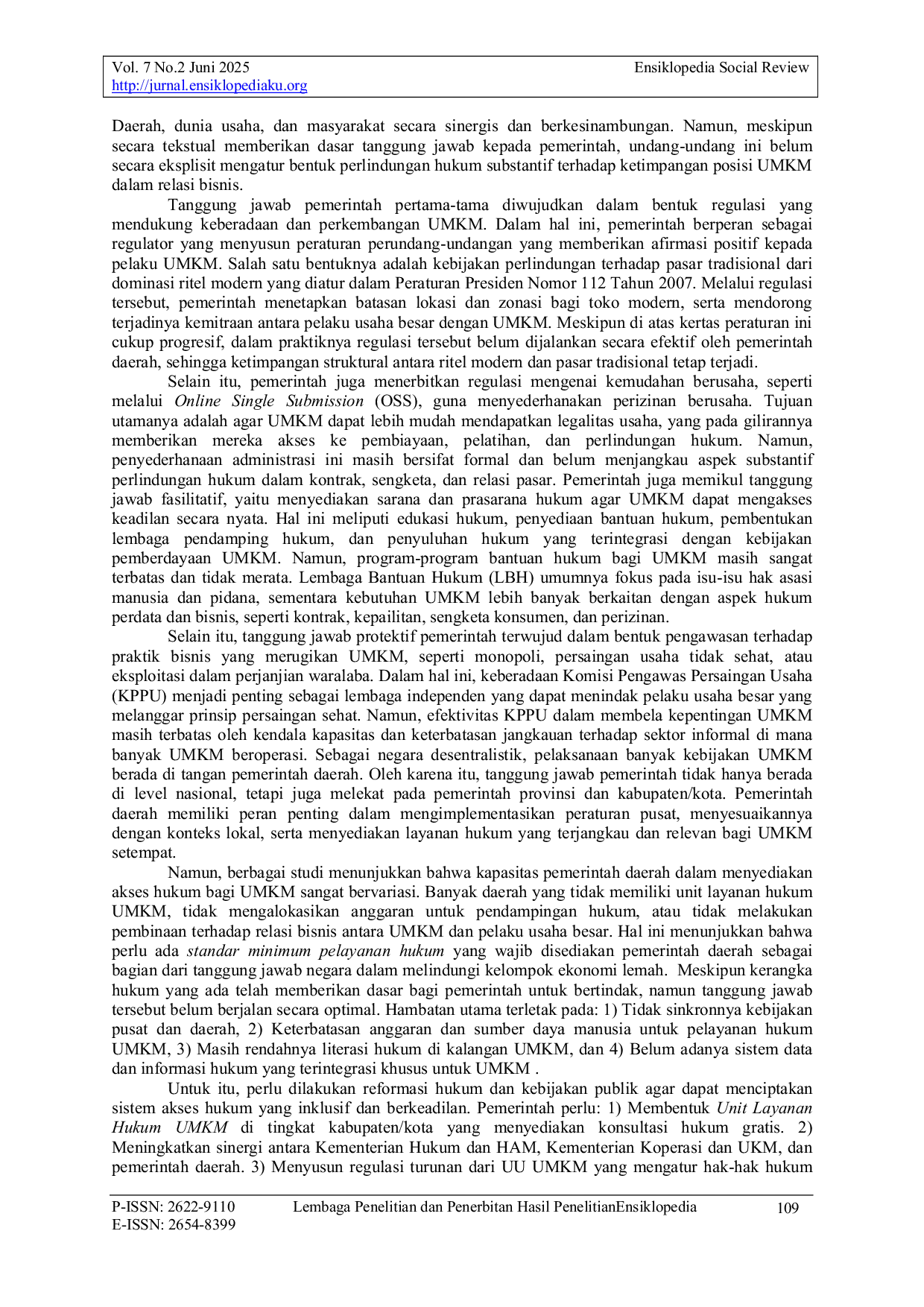 JURIS Tanggung Jawab Pemerintah Dalam Menjamin Akses Hukum Yang Adil Bagi Umkm