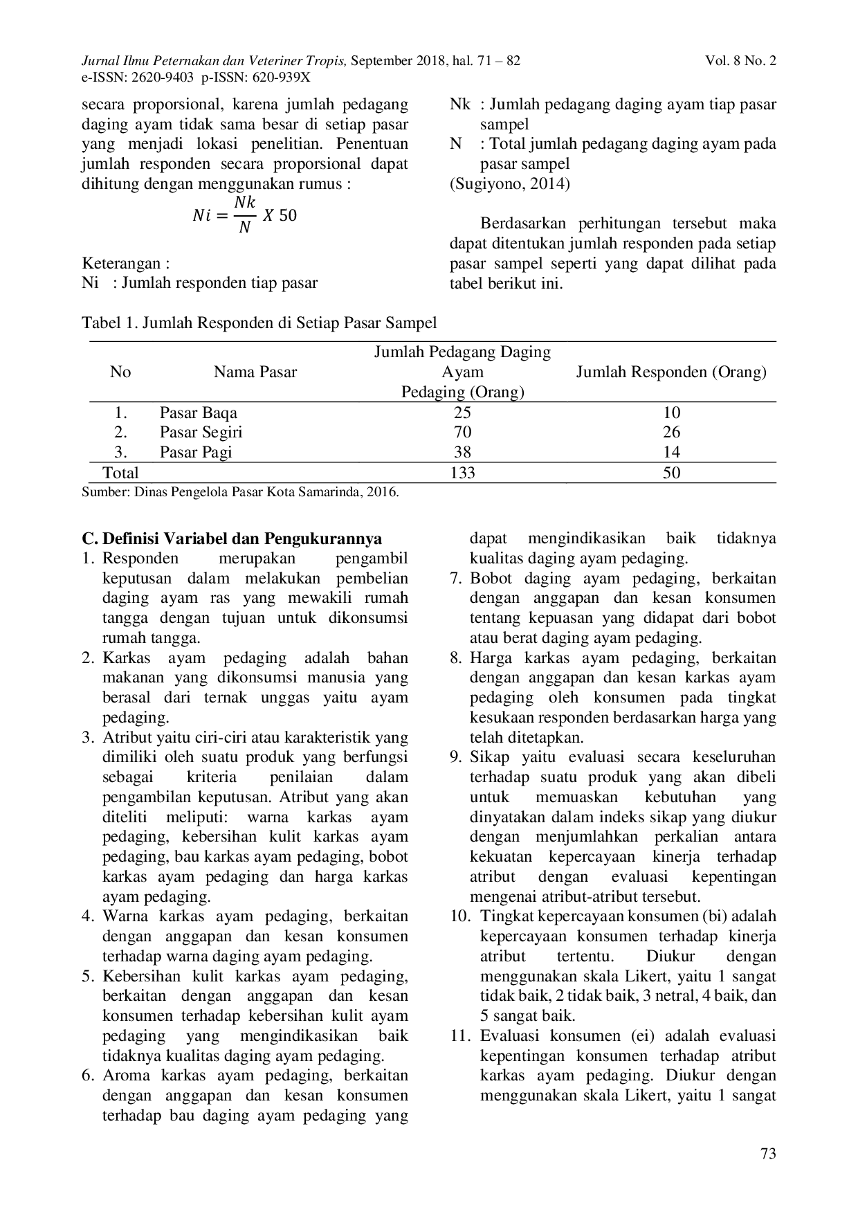 JURIS Analisis Sikap Dan Kepuasan Konsumen Terhadap Atribut Produk Karkas Ayam Pedaging Segar Di Pasar Tradisional Kota Samarinda