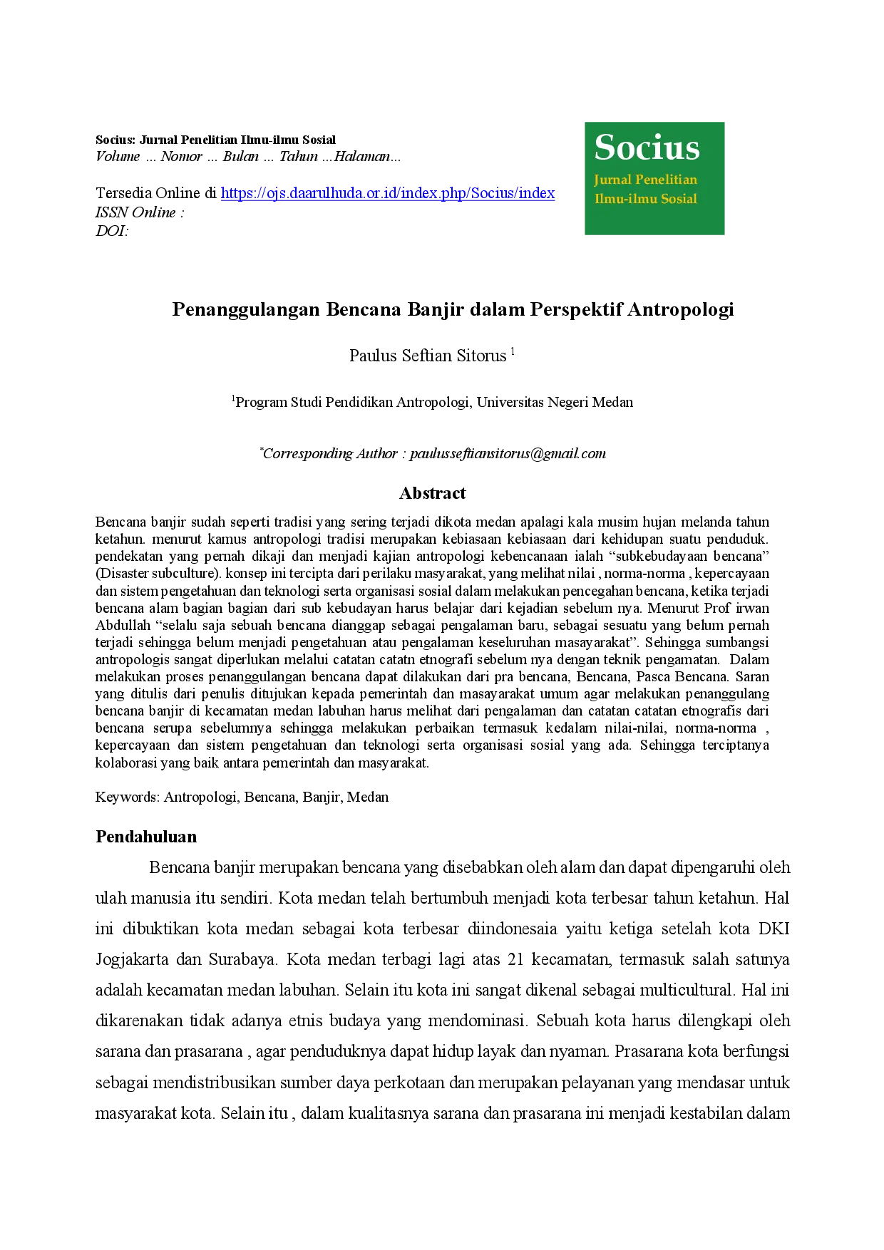 juris Penanggulangan Bencana Banjir dalam Perspektif Antropologi