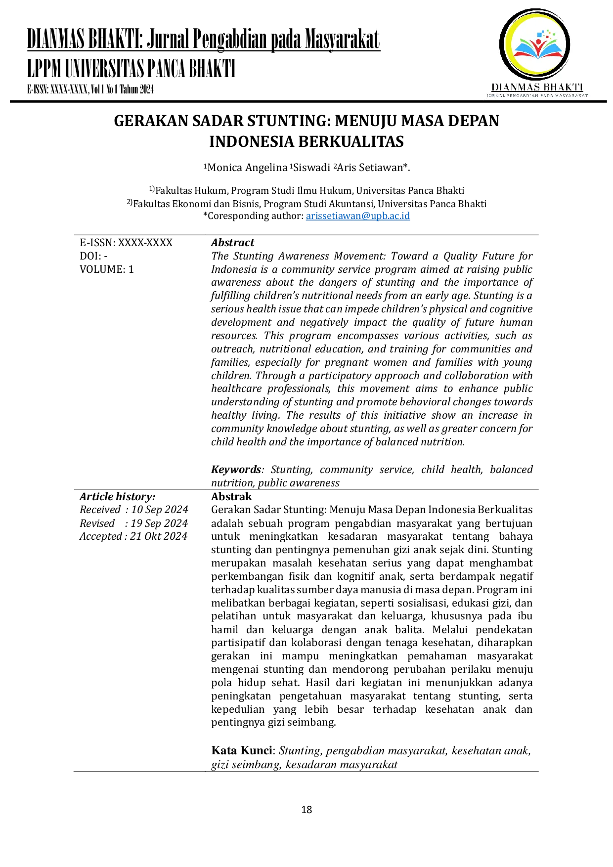 JURIS Gerakan Sadar Stunting Menuju Masa Depan Indonesia Berkualitas