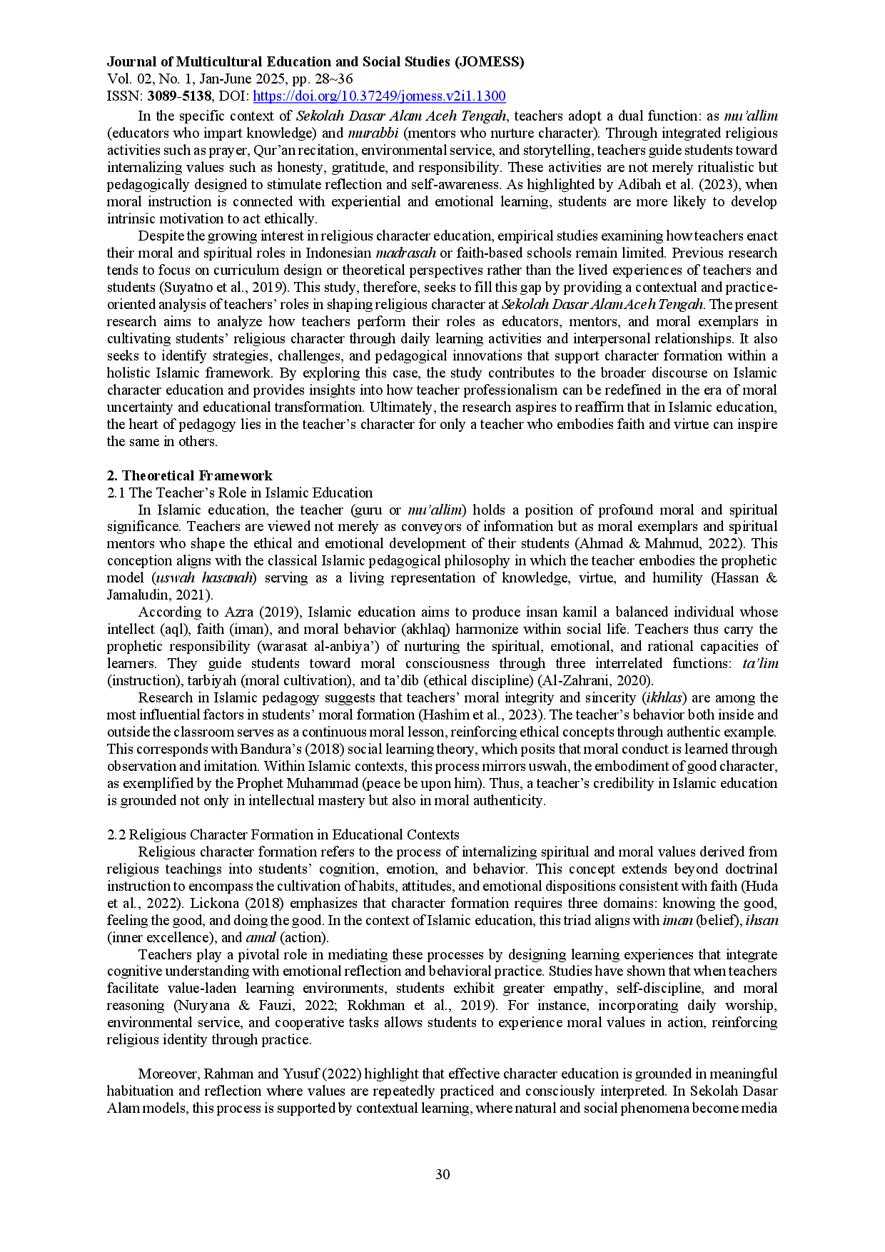 juris Analysis of the Teacher s Role in Shaping Religious Character at Sekolah Dasar Alam Aceh Tengah