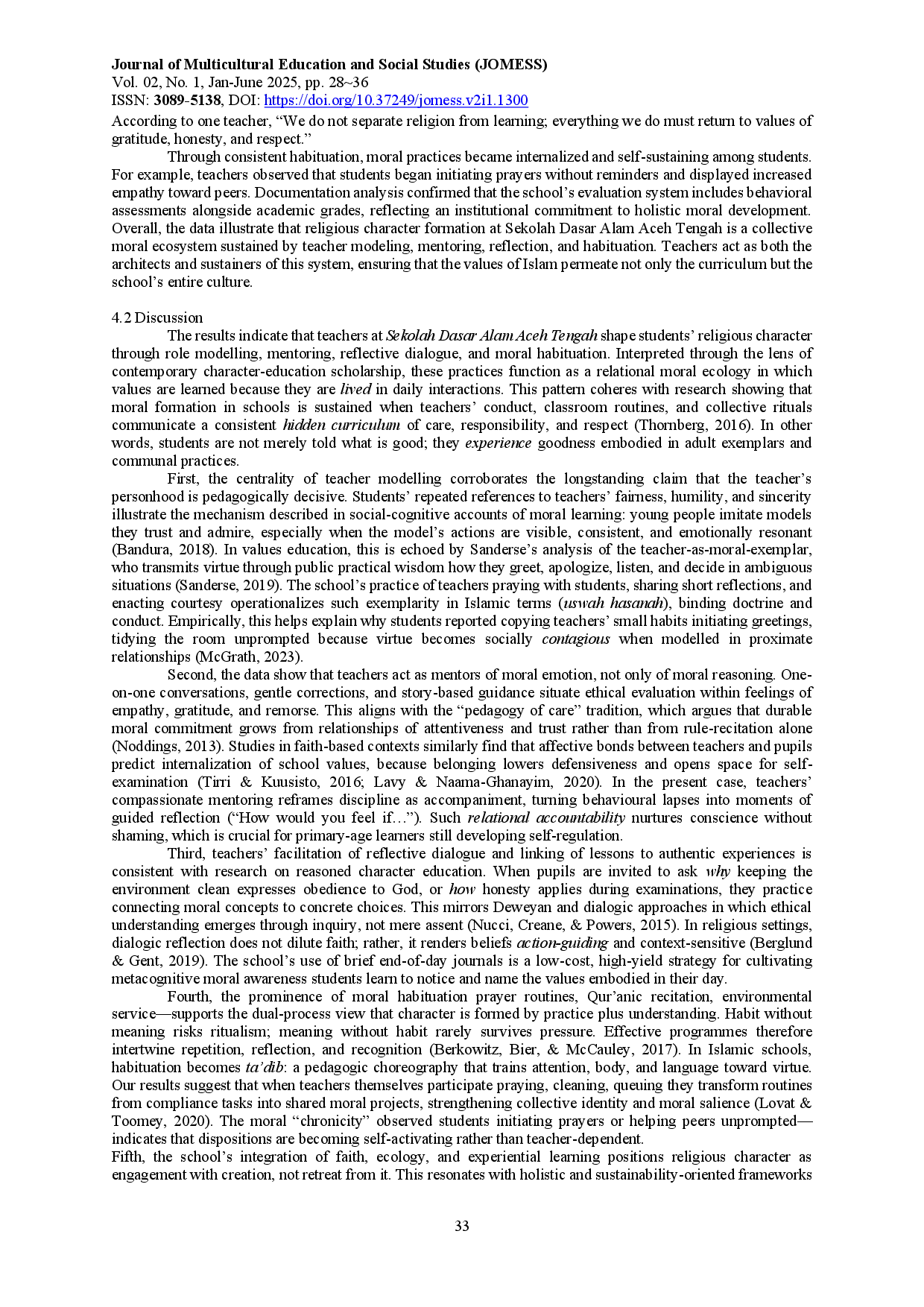 juris Analysis of the Teacher s Role in Shaping Religious Character at Sekolah Dasar Alam Aceh Tengah
