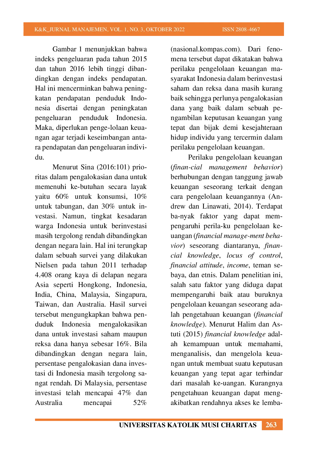 JURIS Pengaruh Financial Knowledge Terhadap Financial Management Behavior Dengan Love Of Money Dan Gender Sebagai Variabel Moderasi
