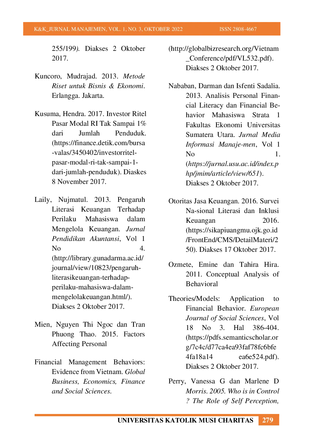 JURIS Pengaruh Financial Knowledge Terhadap Financial Management Behavior Dengan Love Of Money Dan Gender Sebagai Variabel Moderasi