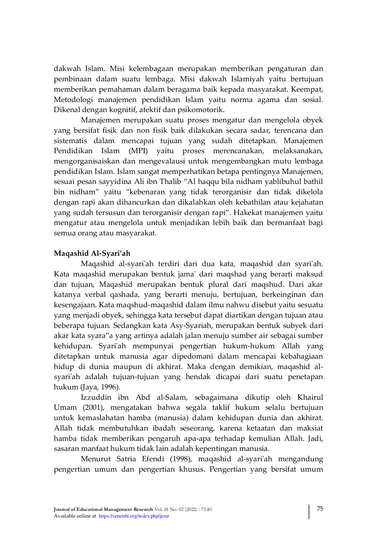 JURIS Maqashid Al Syari ah Manajemen Pendidikan Islam di Indonesia