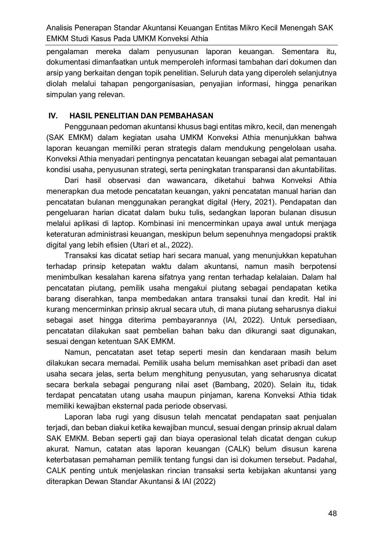 JURIS Analisis Penerapan Standar Akuntansi Keuangan Entitas Mikro Kecil Menengah Sak Emkm Studi Kasus Pada Umkm Konveksi Athia