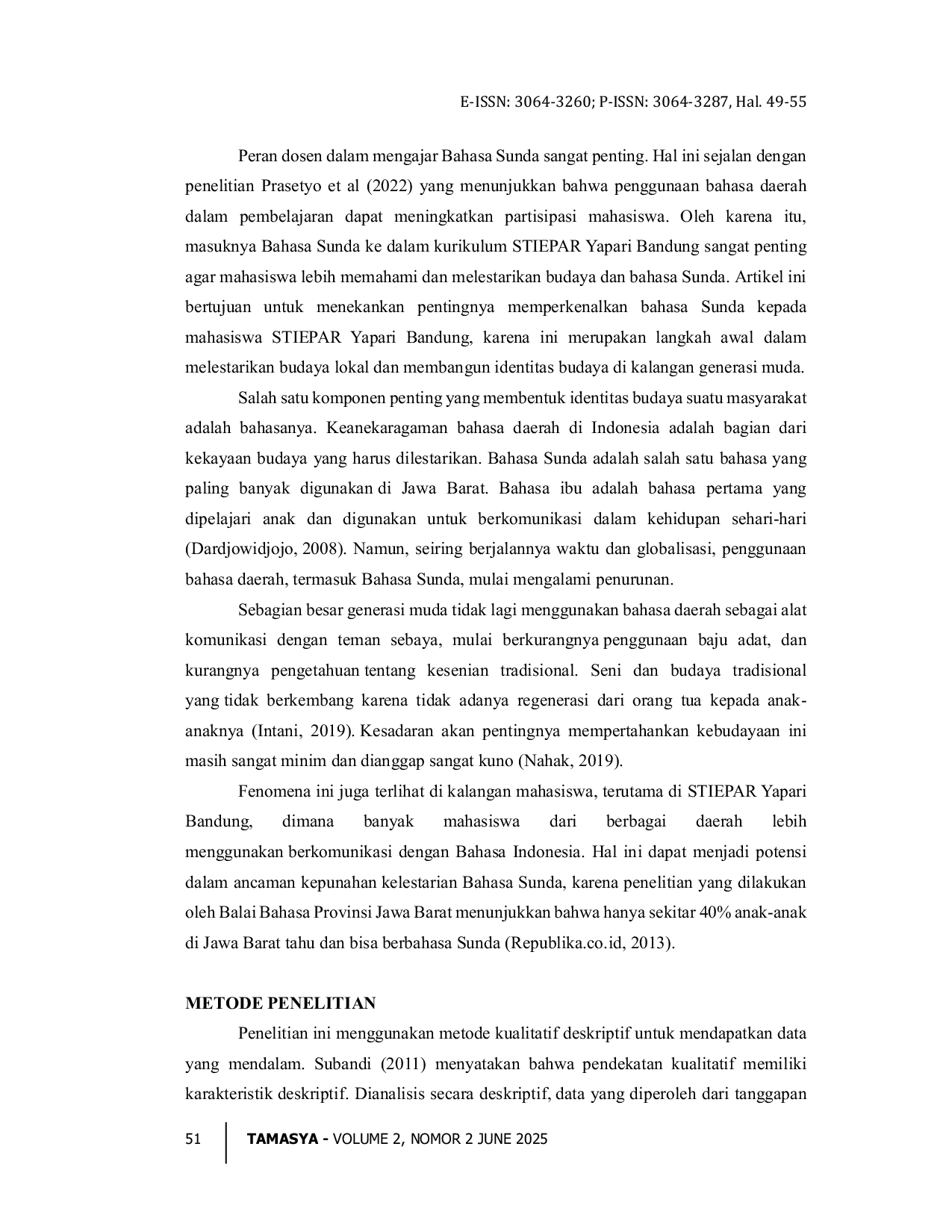 JURIS Pentingnya Memperkenalkan Budaya Sunda Terhadap Mahasiswa Stiepar Yapari Bandung