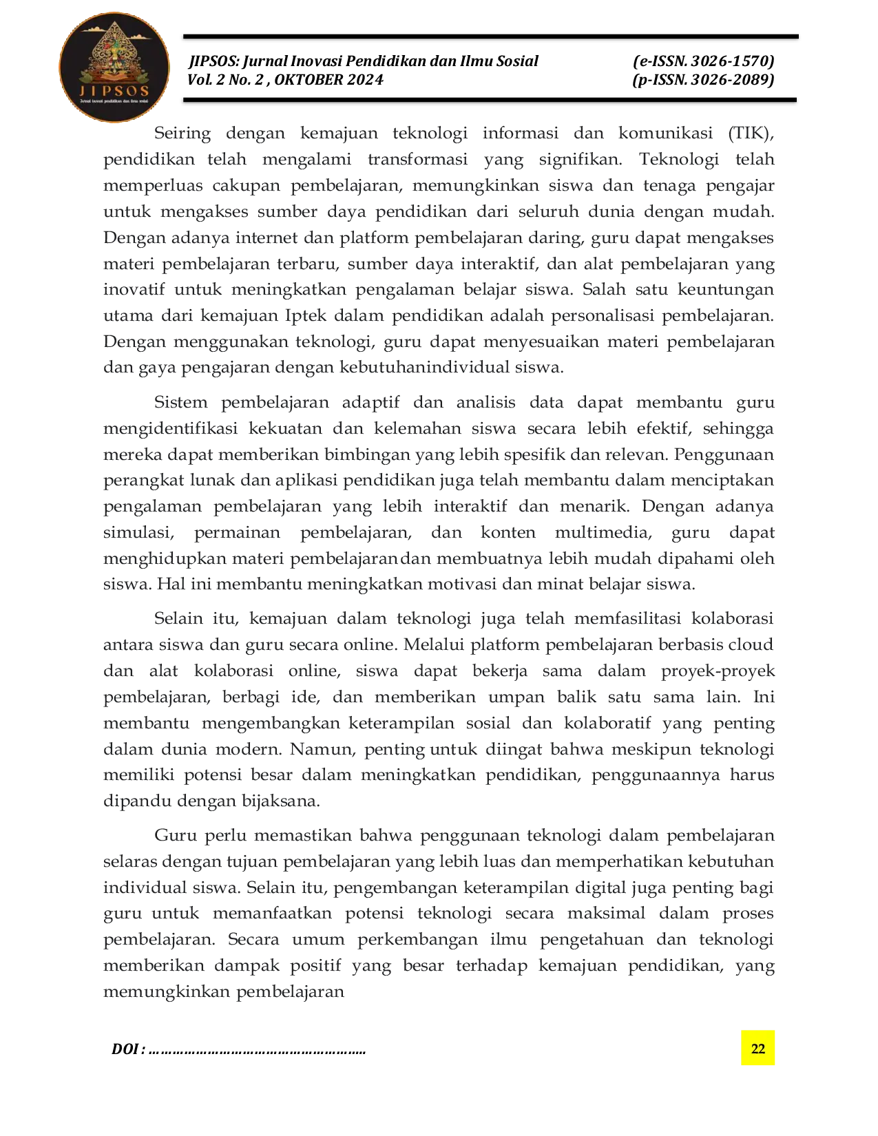 JURIS Studi Dampak Perkembangan Iptek Bagi Pendidikan