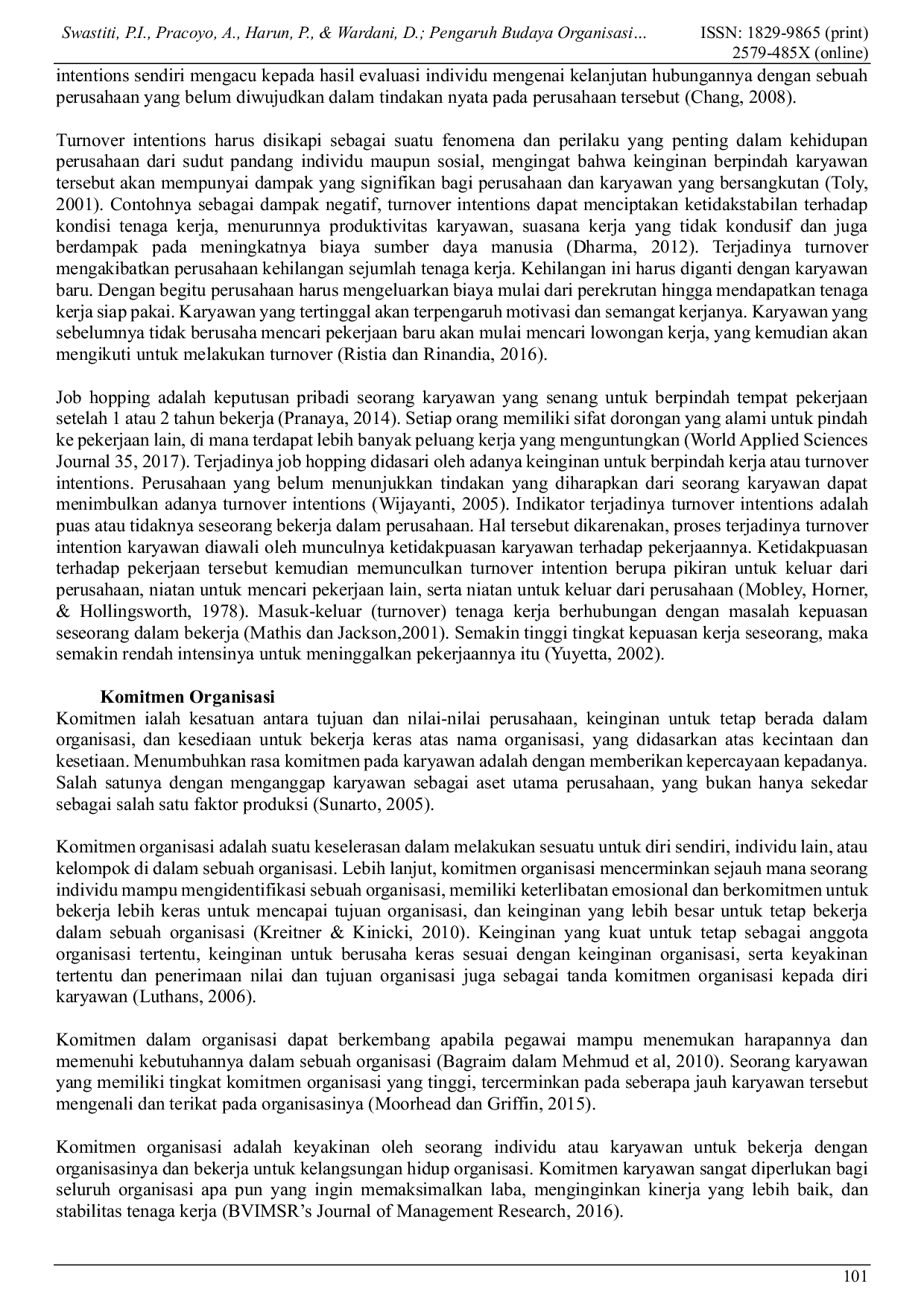 JURIS Pengaruh Budaya Organisasi Kepuasan Kerja dan Komitmen Organisasi Terhadap Turnover Intentions Studi Pada Karyawan Tetap Generasi Milenial di Jabodetabek