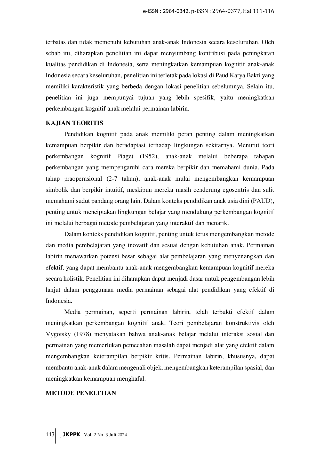 JURIS Upaya Meningkatkan Perkembangan Anak Usia Dini Melalui Permainan Labirin