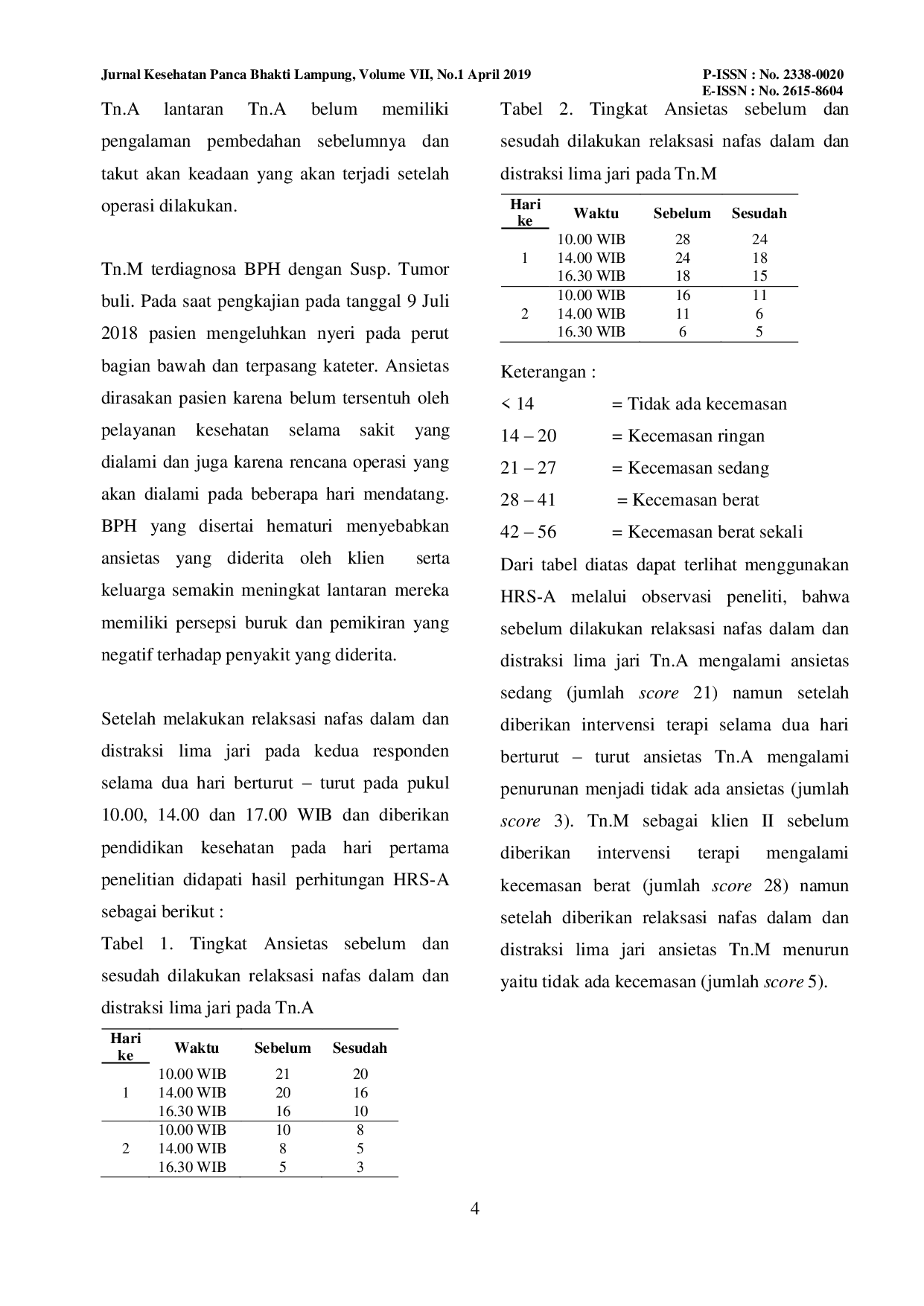 JURIS Asuhan Keperawatan pada Pasien Pre Operasi Prostatektomi dengan Masalah Keperawatan Ansietas Menggunakan Teknik Relaksasi Nafas Dalam dan Distraksi Lima Jari