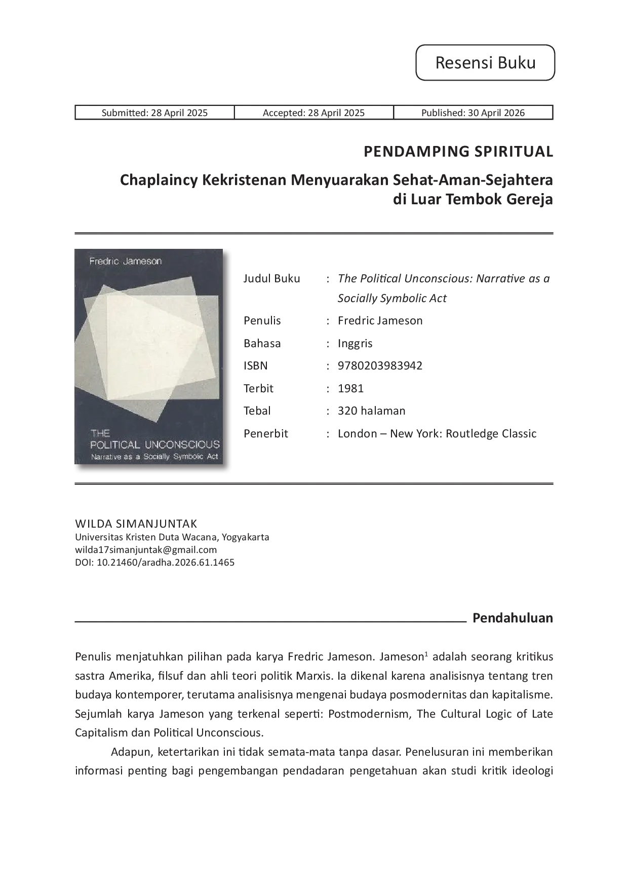 JURIS Resensi Buku The Political Unconscious Narrative as a Socially Symbolic Act