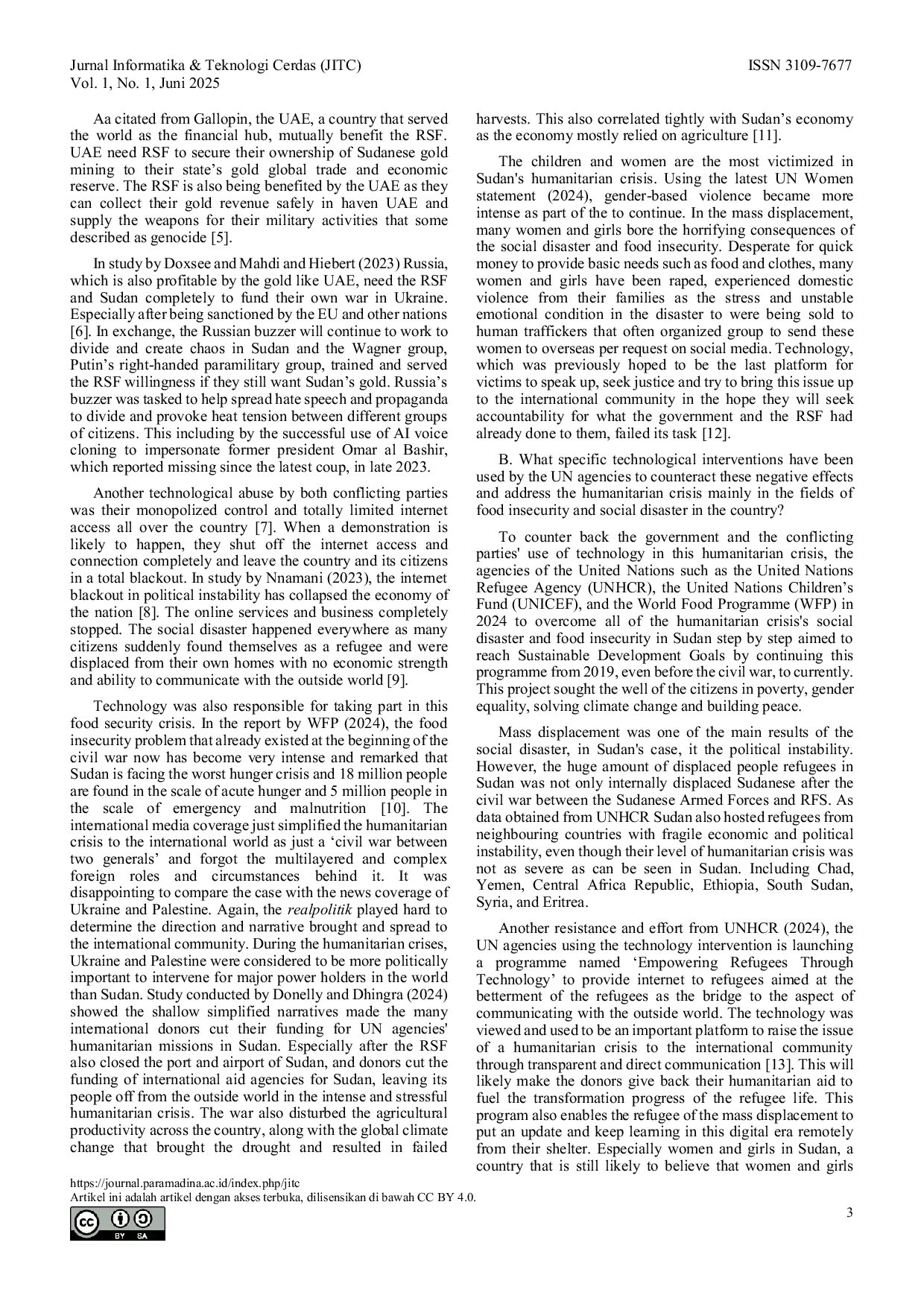 JURIS Critical Analysis of Technological Intervention in the Humanitarian Crisis of Sudan and the UN Agencies Resistance