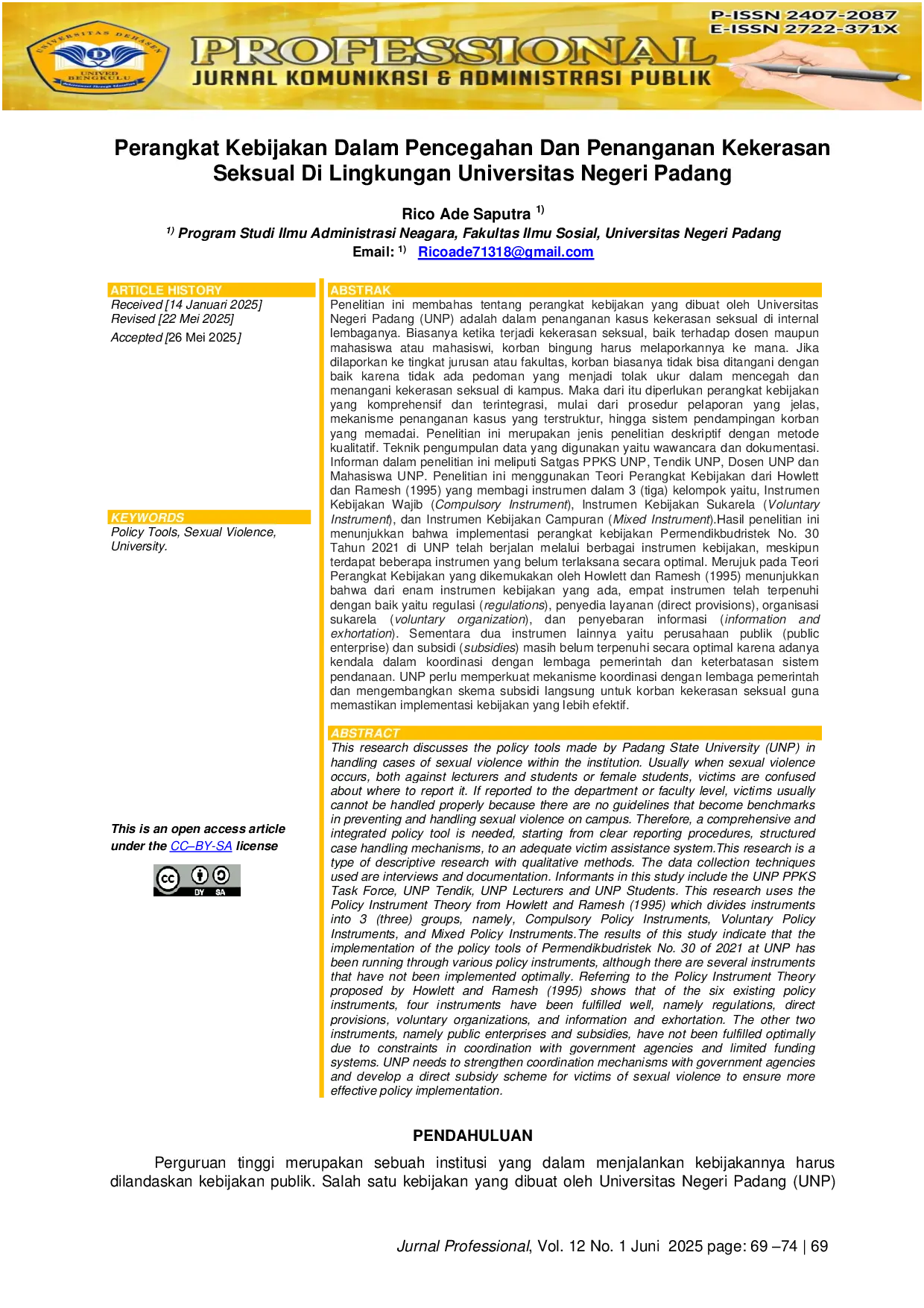 JURIS Perangkat Kebijakan Dalam Pencegahan Dan Penanganan Kekerasan Seksual Di Lingkungan Universitas Negeri Padang