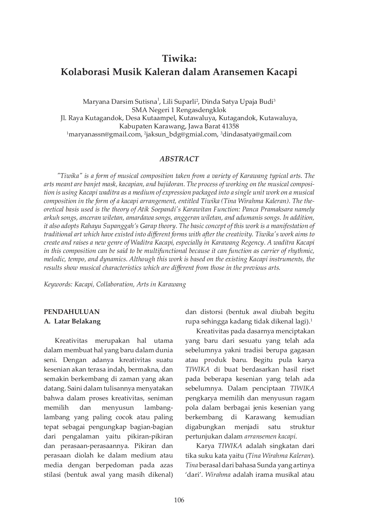 JURIS Tiwika Kolaborasi Musik Kaleran dalam Aransemen Kacapi