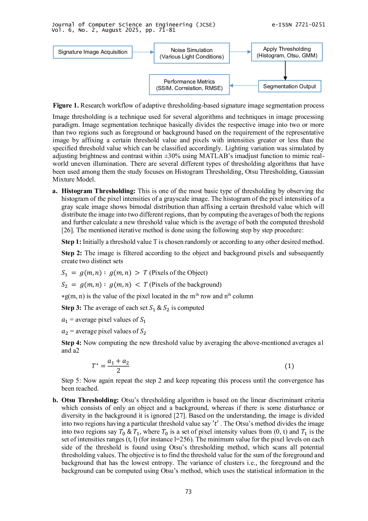 JURIS Statistical Analysis of Adaptive Thresholding Algorithms for Denoising Signature Images