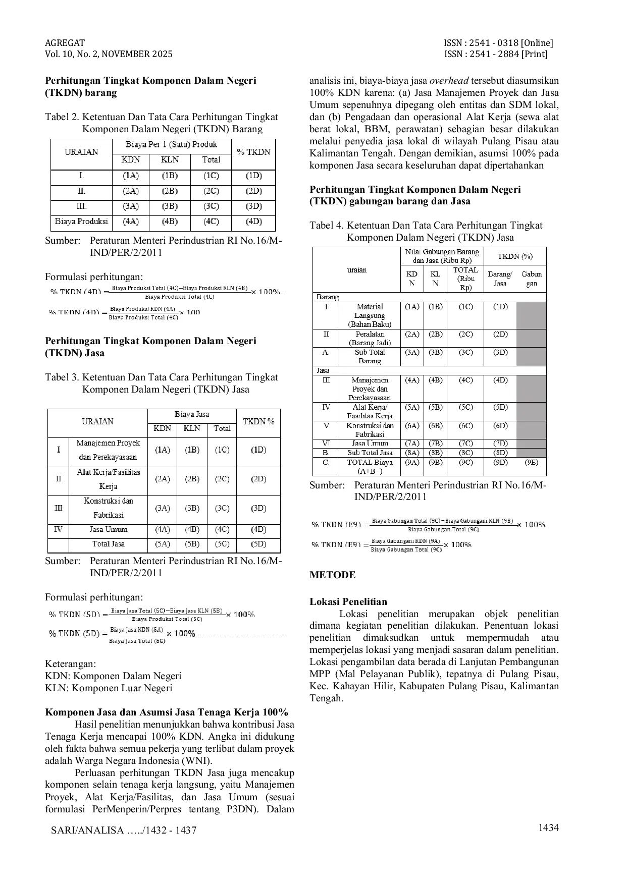 JURIS Analisa Tingkat Komponen Dalam Negeri TKDN Pada Proyek Konstruksi Gedung MPP Kabupaten Pulang Pisau