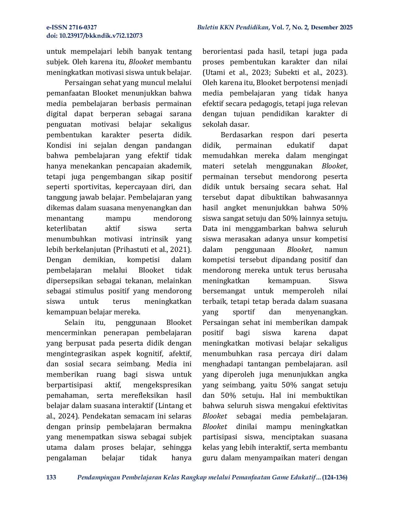 JURIS Pendampingan Pembelajaran Kelas Rangkap melalui Pemanfaatan Game Edukatif Blooket di Sanggar Bimbingan Malaysia