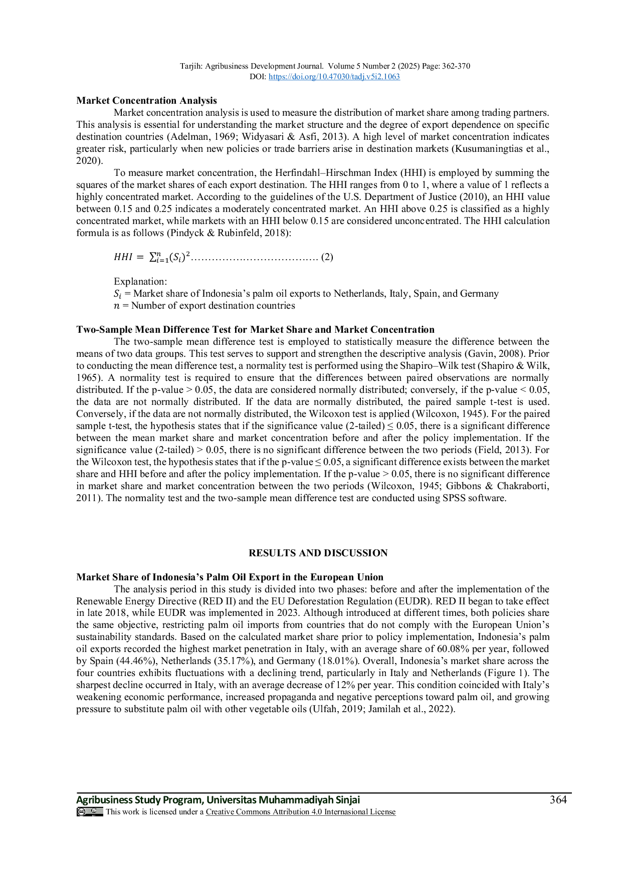 JURIS Assessing the Impact of RED II and EUDR on Indonesia s Palm Oil Export Market Share and Market Concentration in the European Union