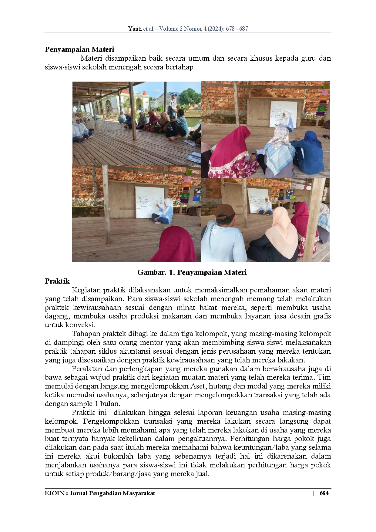 juris Pendampingan Siswa Sekolah Menengah Keilmuan Akuntansi di Sekolah Alam Sriwijaya Palembang Sebelum Mengikuti Program Magang di Perusahaan