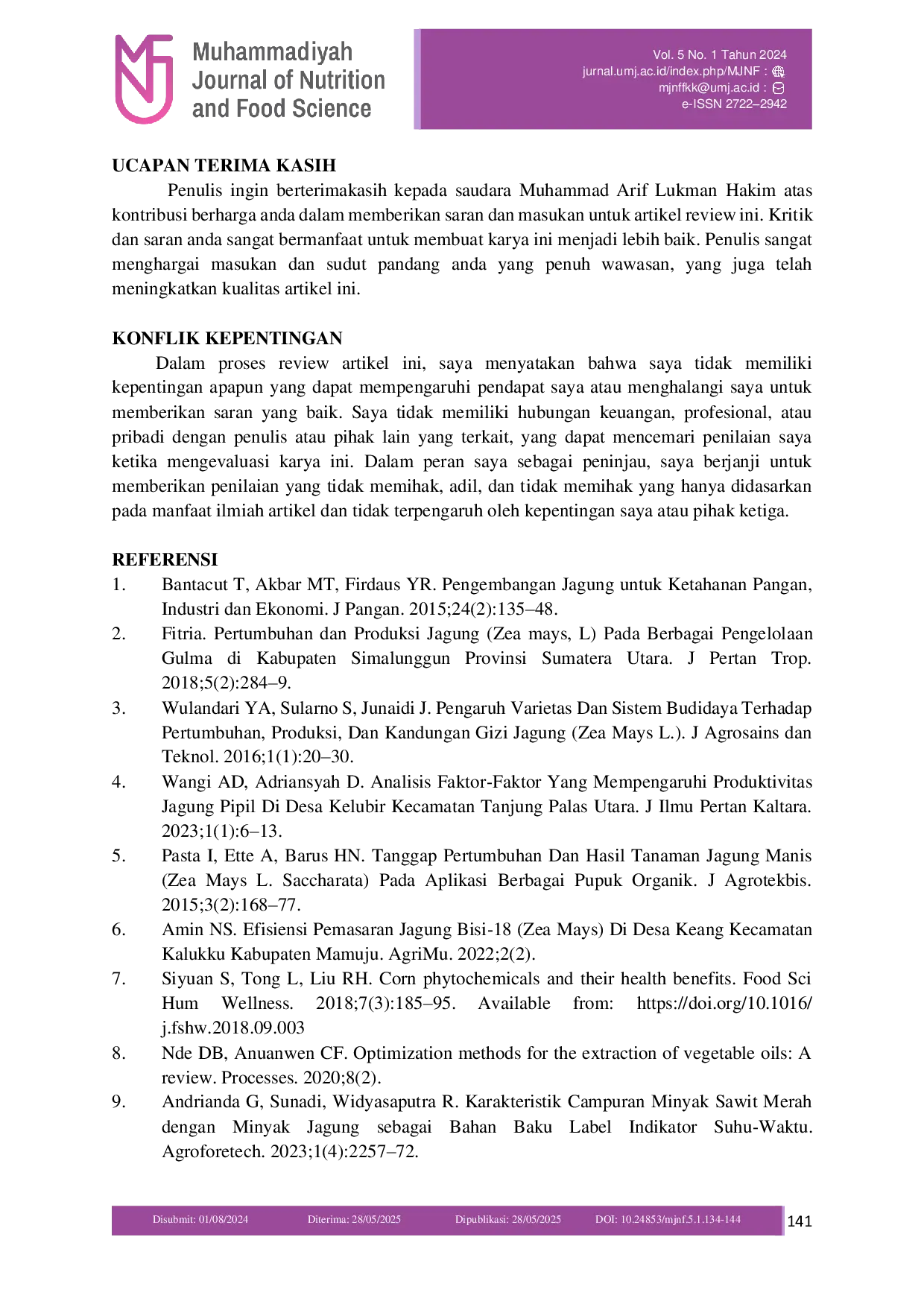 JURIS Pengaruh Berbagai Metode Ekstraksi dan Jenis Pelarutnya pada Kandungan Fitokimia dalam Minyak Jagung Literature Review