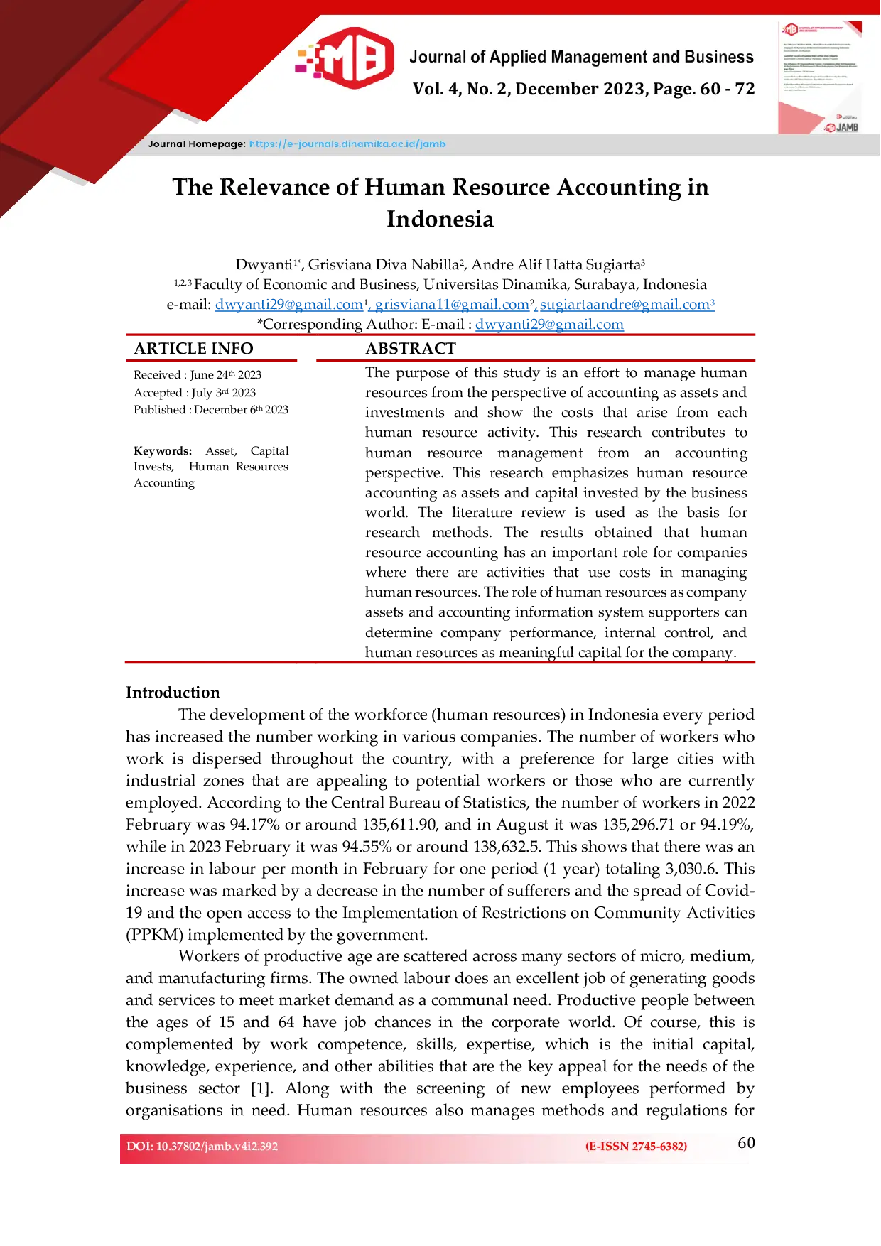 JURIS The Relevance of Human Resource Accounting in Indonesia