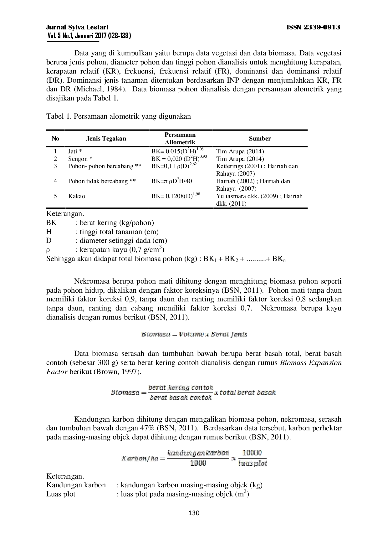 juris Estimasi Karbon Tersimpan Pada Hutan Rakyat Di Pekon Kelungu Kabupaten Tanggamus