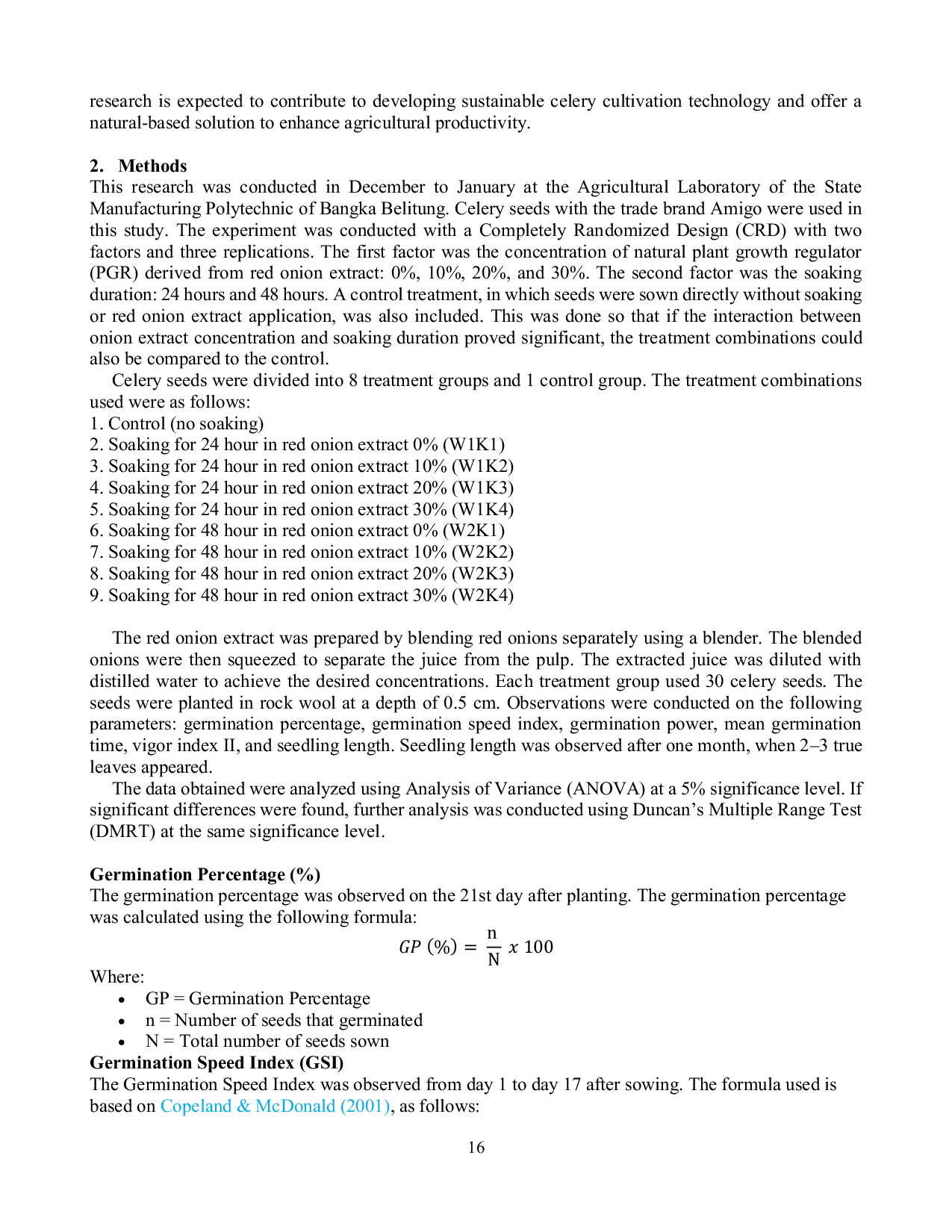 JURIS Effects of Soaking Duration and Red Onion Extract Concentration on Celery Seed Germination