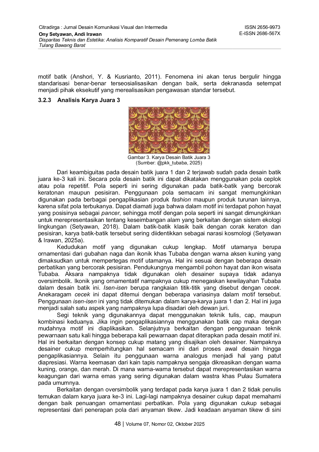 JURIS Disparitas Teknis dan Estetika Analisis Komparatif Desain Pemenang Lomba Batik Tulang Bawang Barat