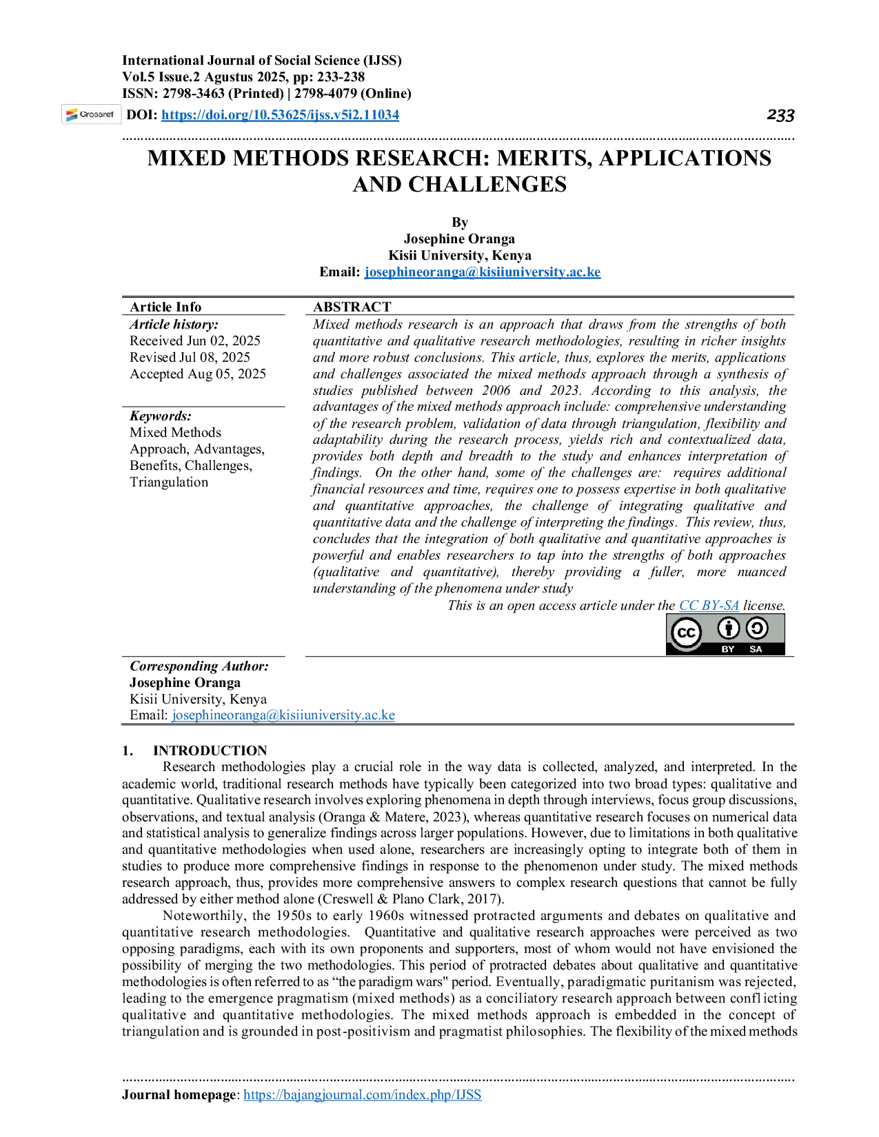 JURIS Mixed Methods Research Merits Applications and Challenges