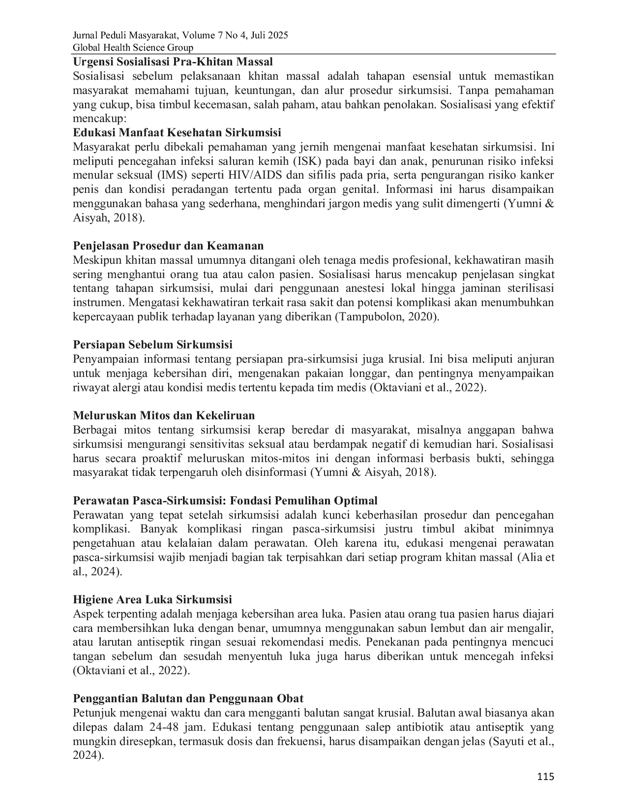 JURIS Mengoptimalkan Program Khitan Massal Peran Penting Sosialisasi dan Edukasi Perawatan Pasca Sirkumsisi