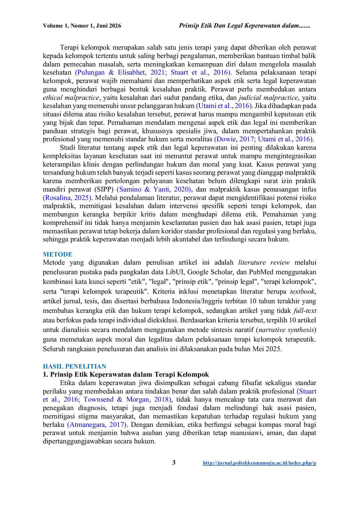 JURIS Prinsip Etik Dan Legal Keperawatan Dalam Pelaksanaan Terapi Kelompok Terapeutik Studi Literatur Ethical And Legal Principles Of Nursing In The Implementation Of Therapeutic Group Therapy A Literatur