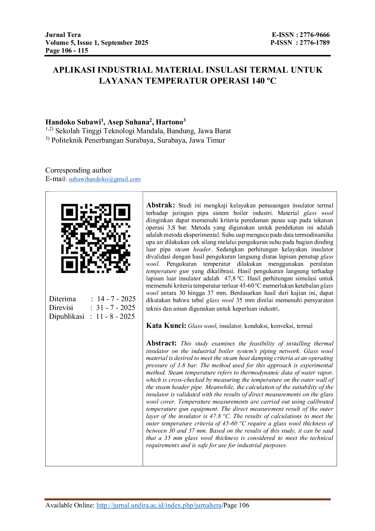 JURIS Aplikasi Industrial Material Insulasi Termal Untuk Layanan Temperatur Operasi 140 C